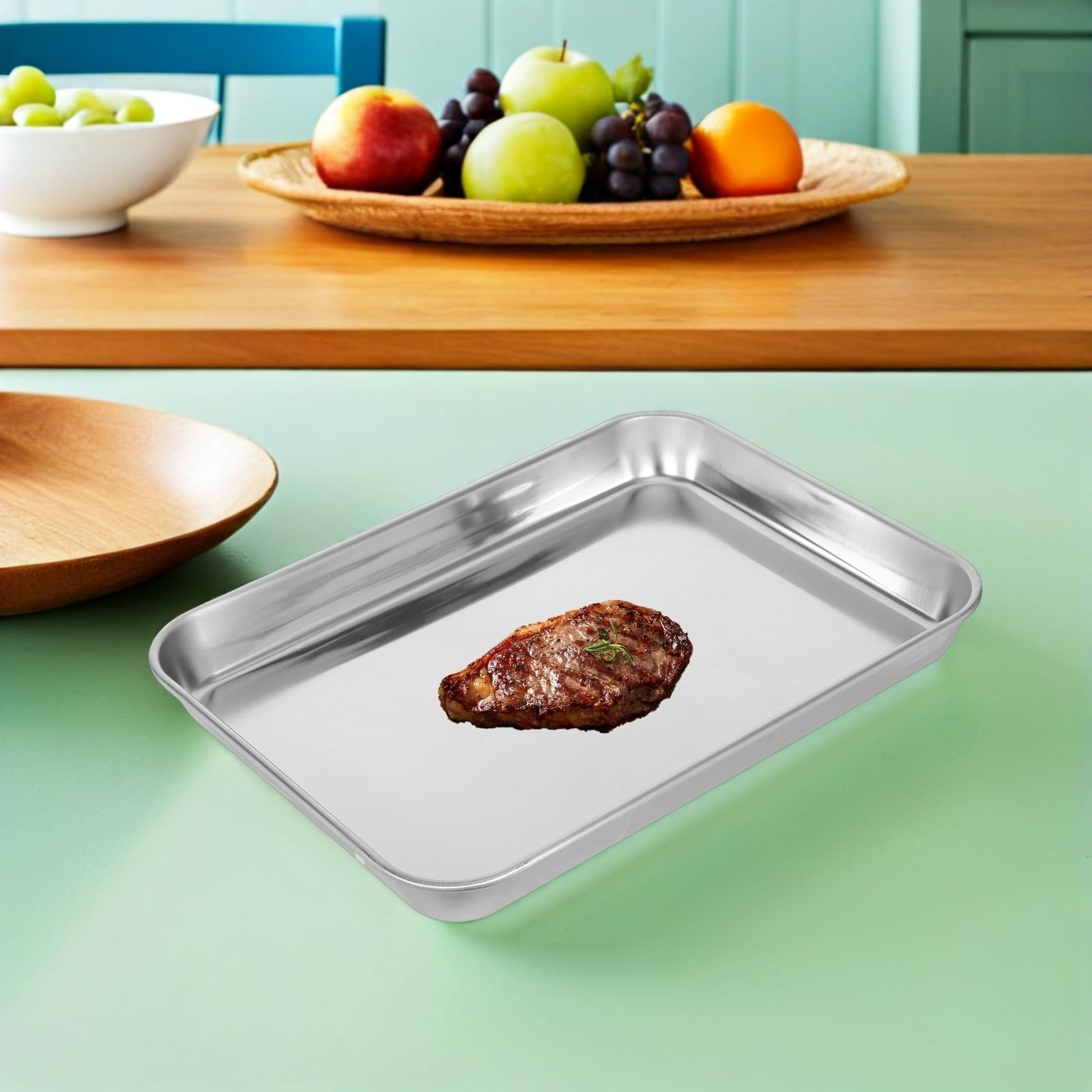 Bandeja para Hornear Fácil de Usar y Almacenamiento de Alimentos de Acero Inoxidable 304 Diseño Simple Adecuado para Bbq y Graduaciones