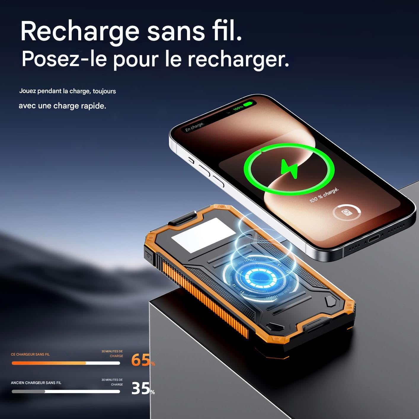 Chargeur Solaire Pack Batterie 10000mAh Étanche Survie