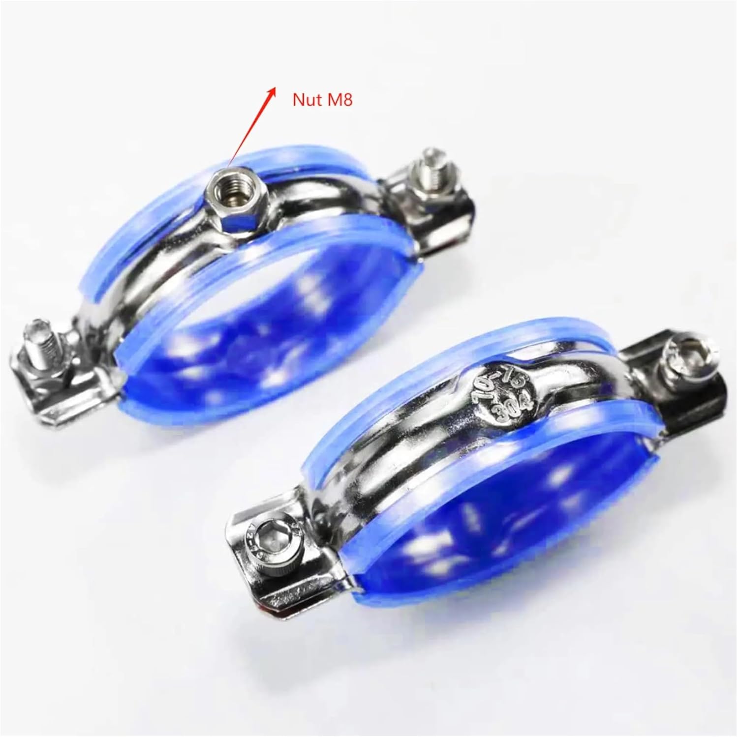 Ceiling Mount Pipe Support 2PCS 304 Stainless Steel Pipe Hanger Bracket Clamp Support Clip 19-108mm with Blue Case Wall Ceiling Mount Tube Clamp(2pcs 70-76mm)
