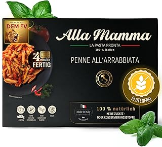 Alla Mamma Penne all'Arrabbiata glutenfrei 400g I Italienisches Fertiggericht I 100% natürliche & authentische Pasta I Schnell in der Mikrowelle zubereitet I Ungekühlt bis zu 12 Monate haltbar