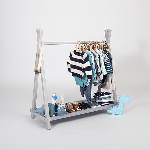 Miniatura 5 de Children's Wardrobe, Montessori Open Wardrobe, Montessori Teepee Style Clothing Rack with a Storage, Shop Display Rack, Retail Display Rack, Pet