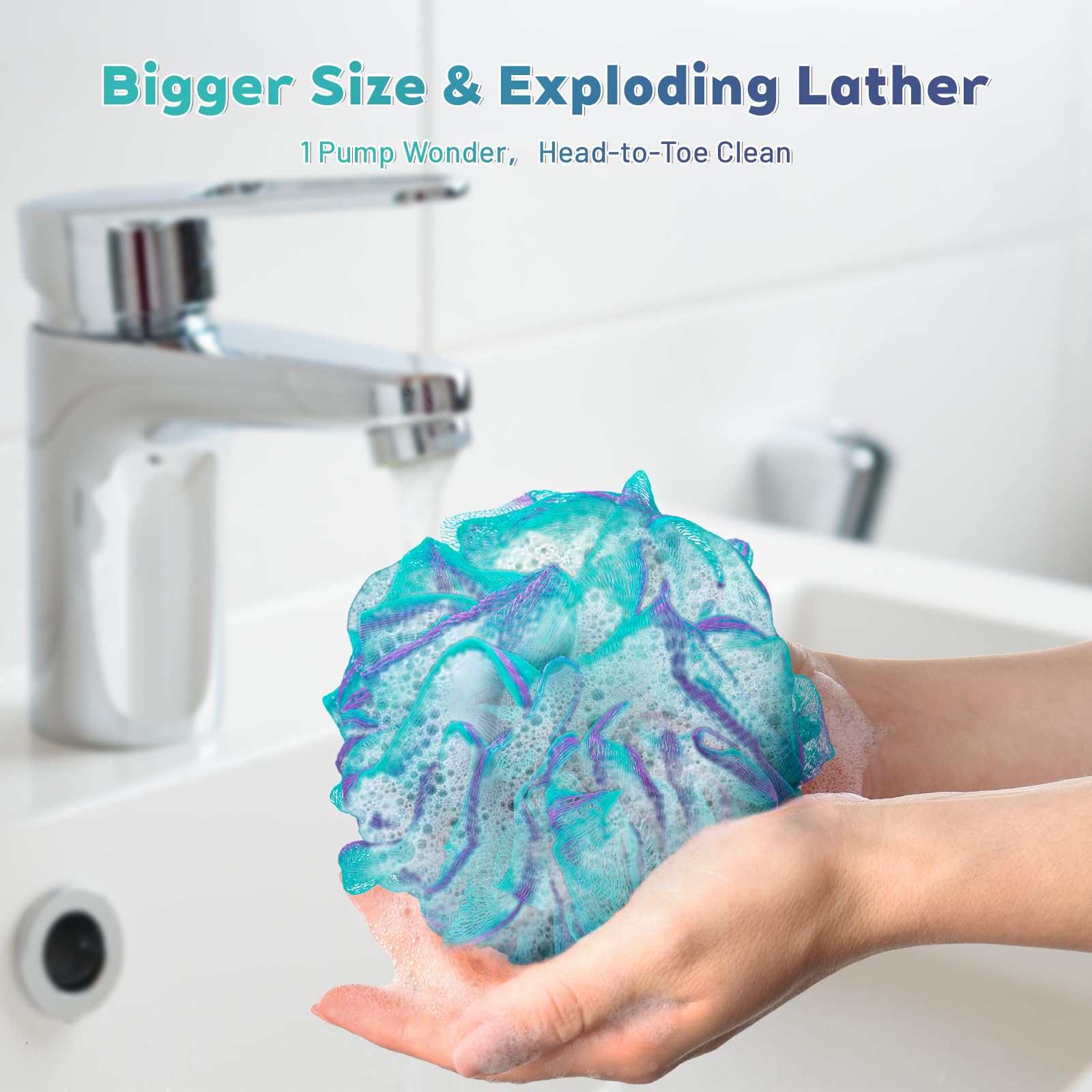 BOULEAWEL Loofah for Women Men, Shower Loofah 4 Pack 75g/ea., Exfoliating Bath Sponge Body Scrubber, Flower Color Loofa for Women Men, Shower Loofa Scrubber for Body, Bathroom Shower Accessories