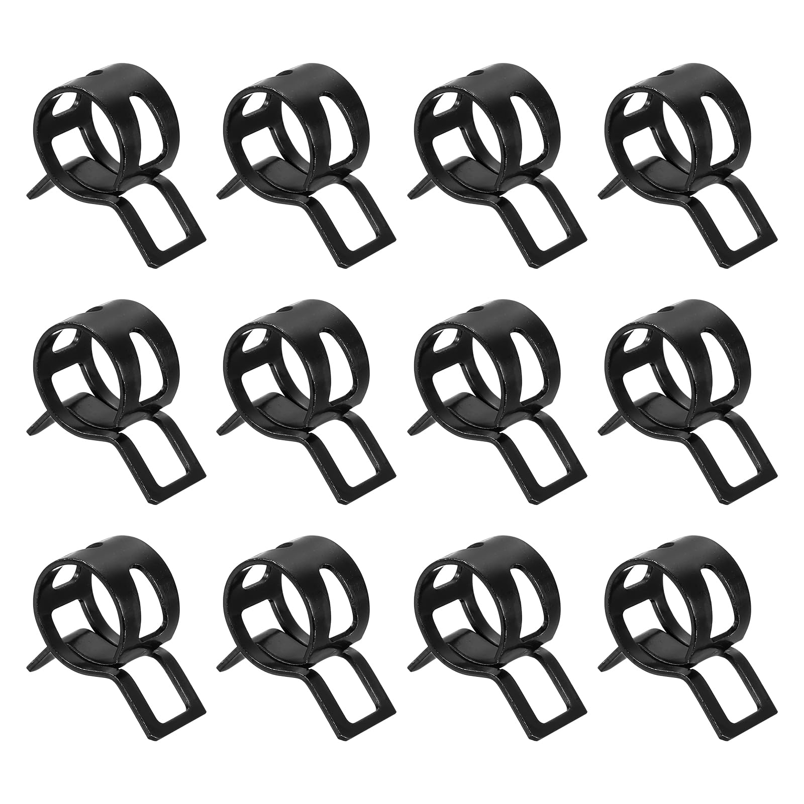 Sourcingmap 12Pcs Spring Band Type Action Fuel/Silicone Vacuum Hose Pipe Clamp