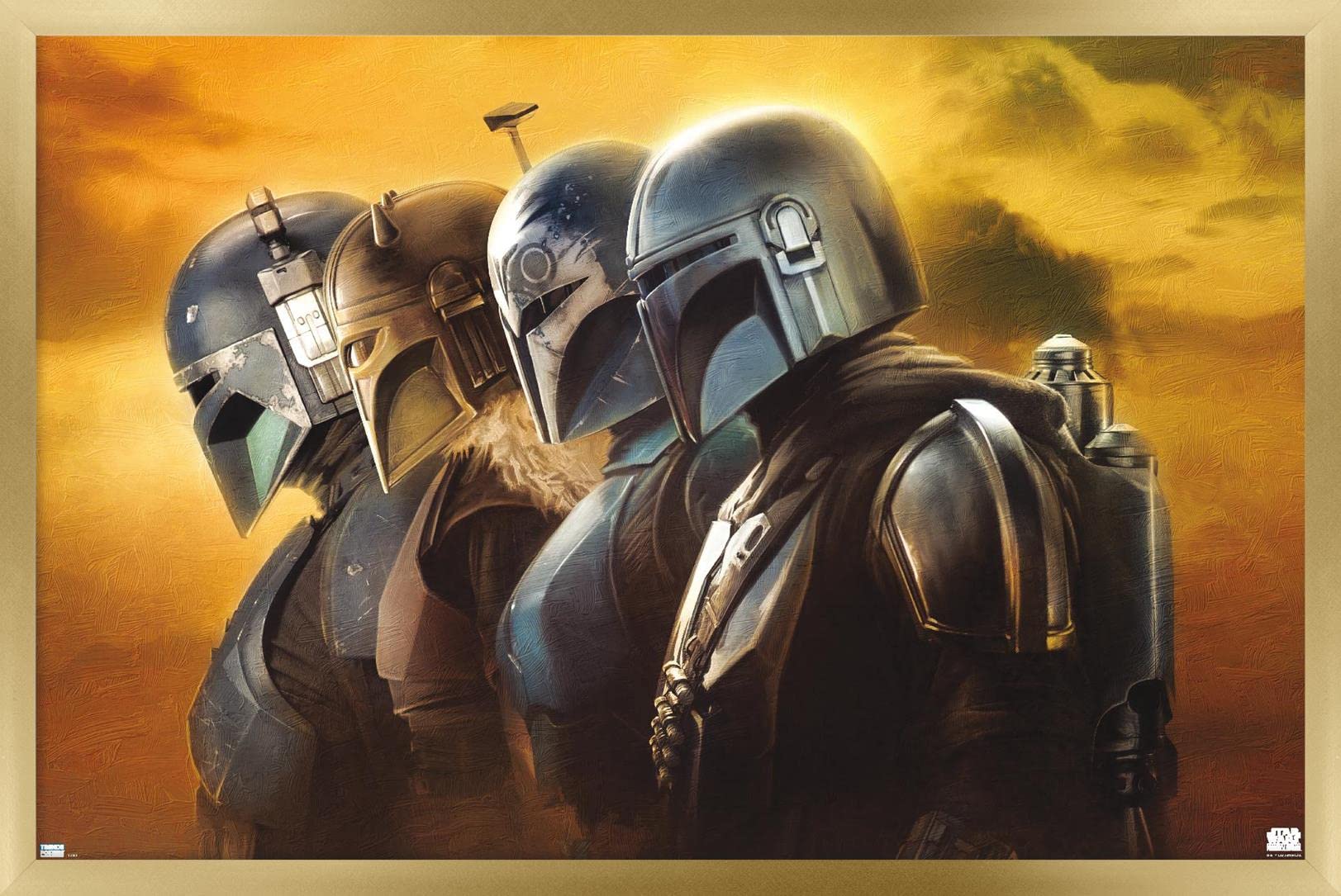 Star Wars: The Mandalorian Season 3 - Helmets Wall Poster, 34L" x 22.4W", Gold Framed Version