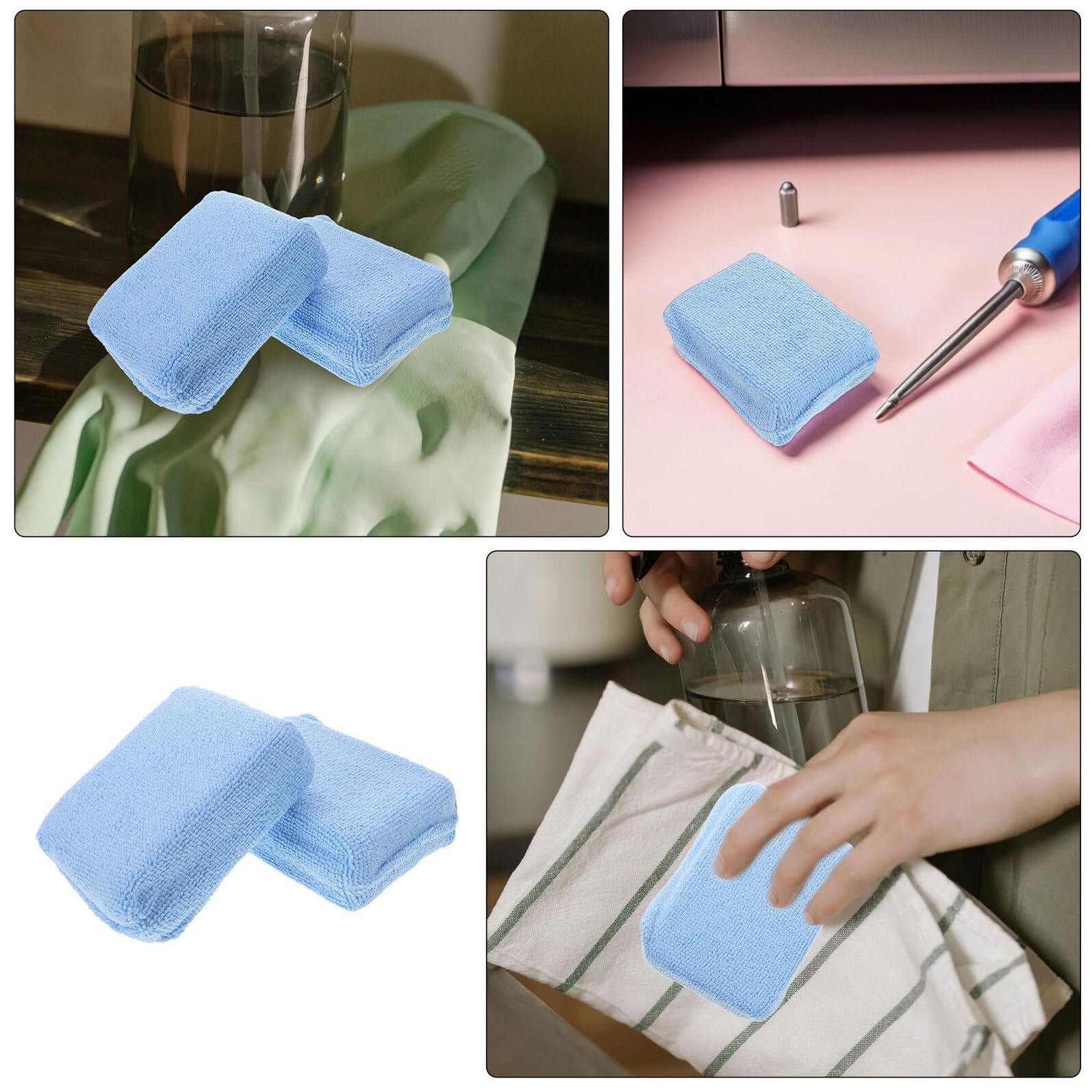 PLAFOPE 10piezas Almohadillas de Aplicación de Cera para Autos Pulidoras de Microfibra Rectangulares para Detalles de Coche Limpieza de Vidrios y Pulido de Neumáticos