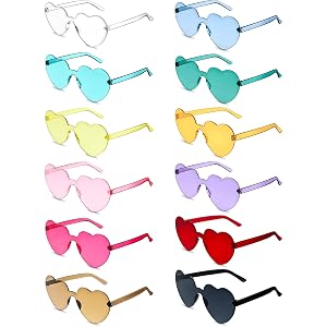 Flutesan 42 Pairs Heart Shaped Sunglasses Bulk for Women Y2k Candy Rimless Clear Heart Glasses Summer Party Favor