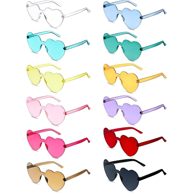 Flutesan 42 Pairs Heart Shaped Sunglasses Bulk for Women Y2k Candy Rimless Clear Heart Glasses Summer Party Favor