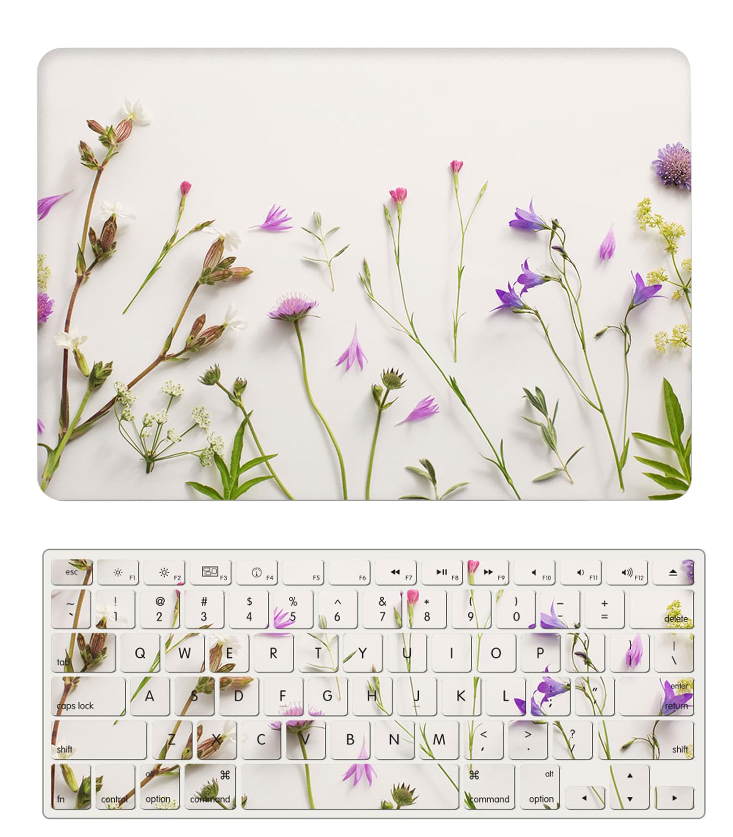 Coque Compatible avec MacBook 12 Pouces 2017 2016 2015 Version A1534 avec Retina Display, Étui Rigide Protecteur en Plastique et Housse de Clavier, Floral