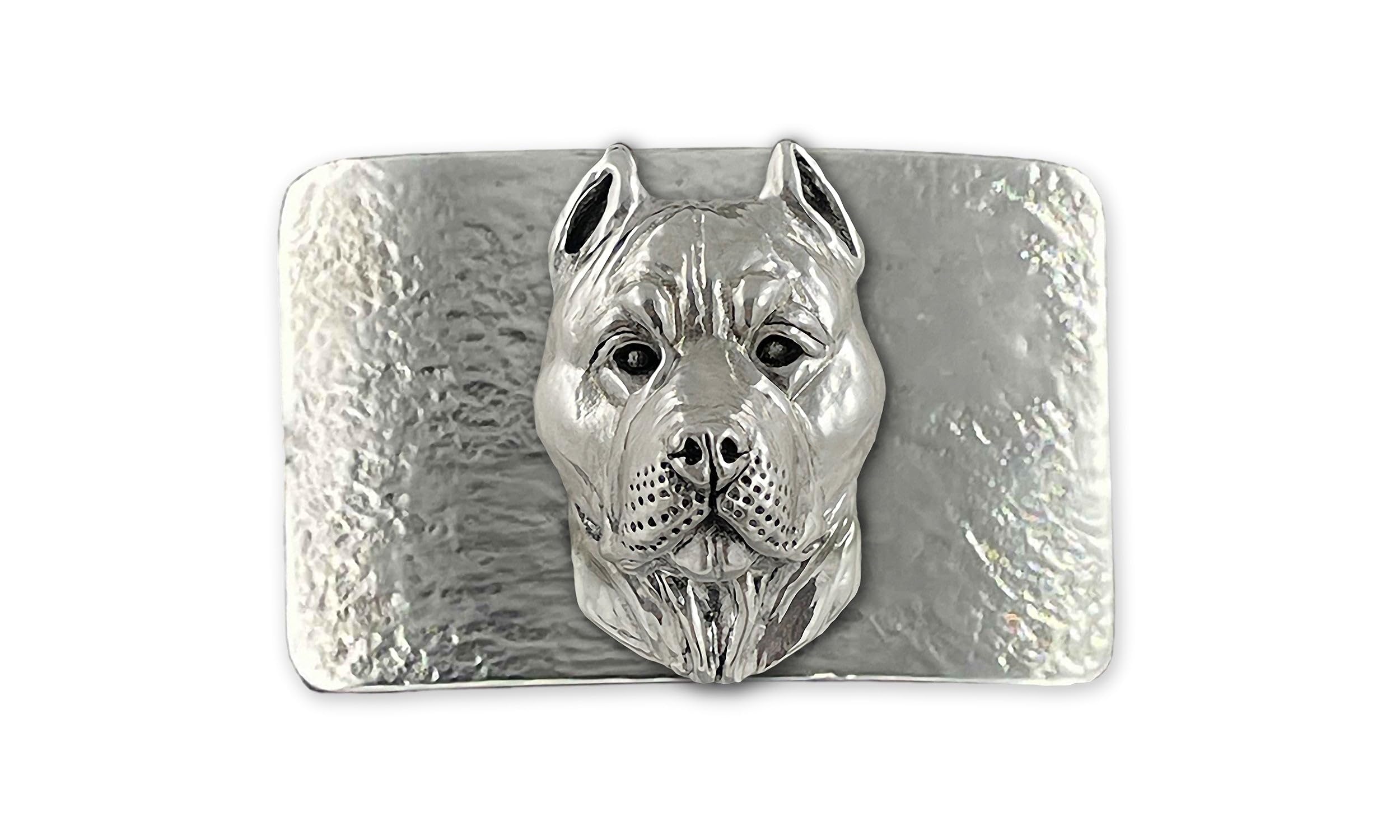 Esquivel And Fees Pit Bull Belt Buckle Sterling Silver Handmade Pit Bull Jewelry PTB6-BK