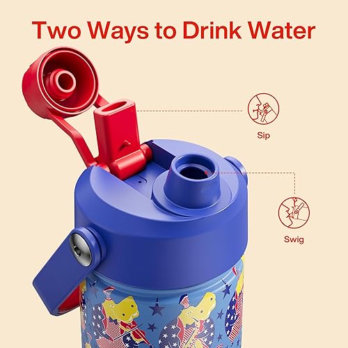 Miniatura 726 de ENCOOL Botella de agua aislada con popote, de acero inoxidable, a prueba de fugas, sin BPA, al vacío de doble pared que se mantiene fría durante 24