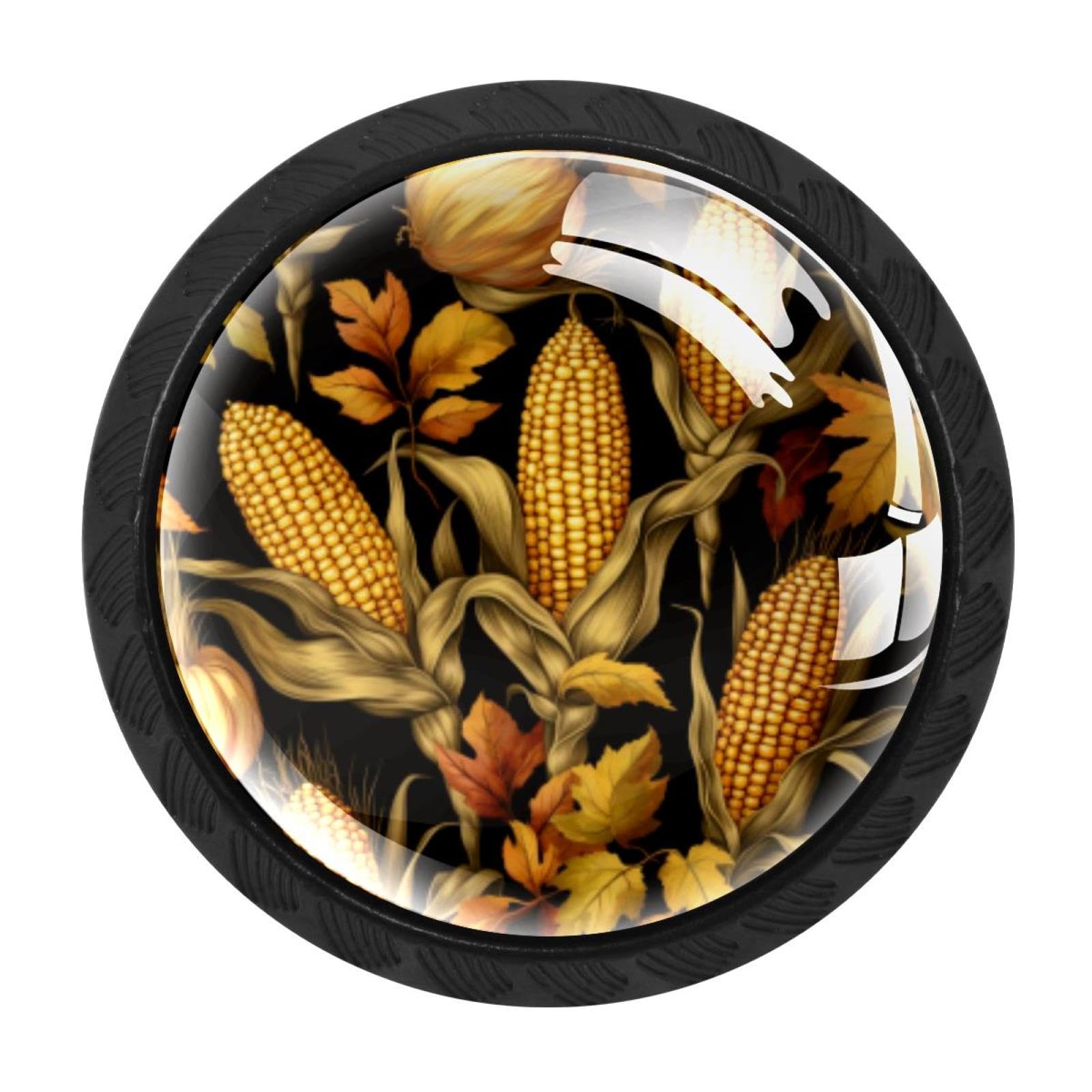 CHENZZZZ Thanksgiving Corn Drawer Knobs Pull Handle Crystal Glass Circle Shape Cabinet Drawer Pulls Cupboard Knobs with Screws for Kitchen Cupboard Dresser Wardrobe etc