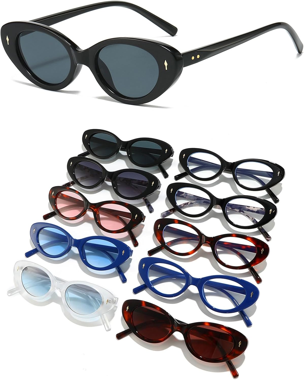 YAMEIZE Retro Cat Eyes Small Oval Sunglasses - for Women Men Classic Oval Vintage Shades UV400 Protection Driving Outdoor - Image 6