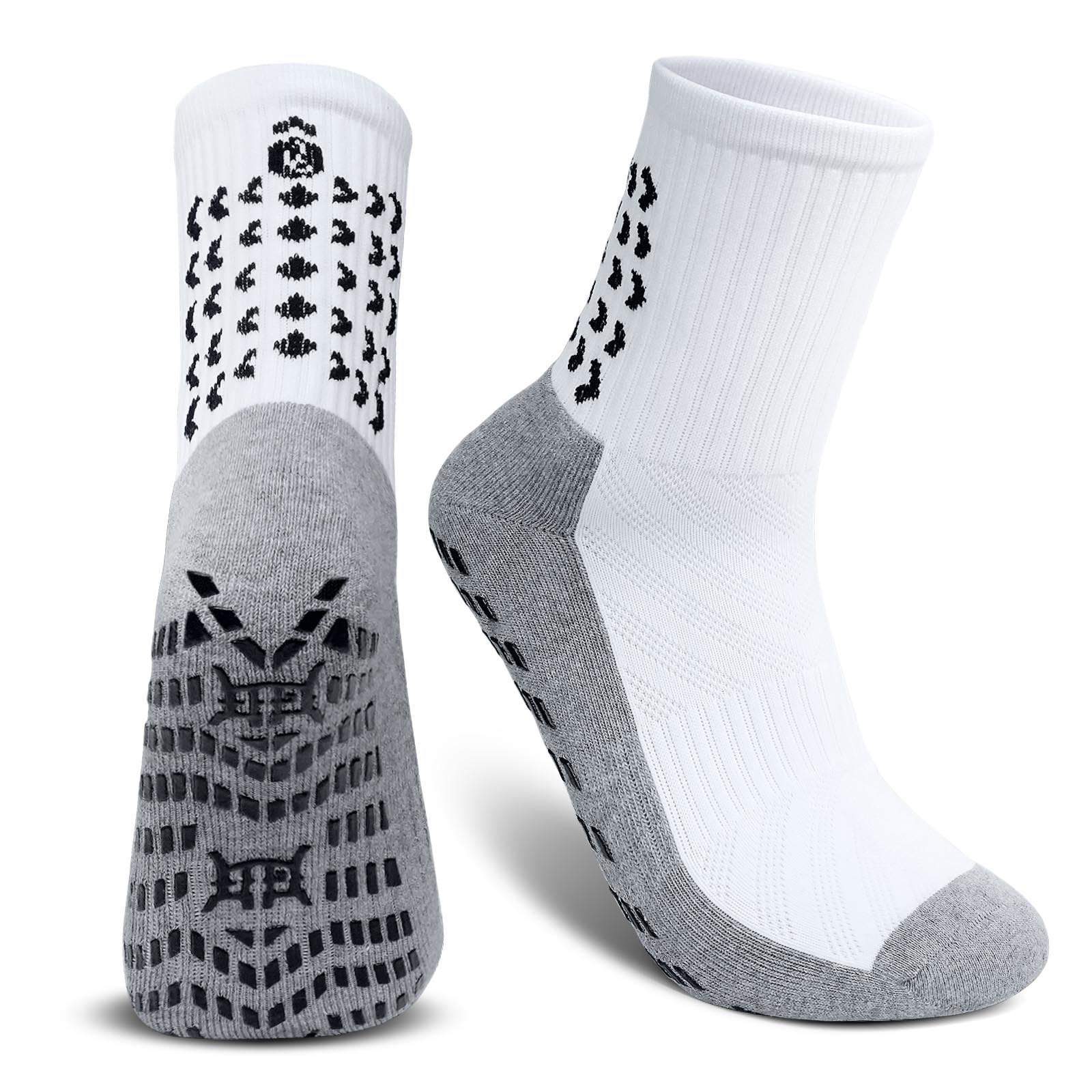 PUTUO Calze da Calcio Antiscivolo per Uomo: Calzini Sportivi da Calcio Grip Calzettoni Sport Traspiranti per Basket Pallacanestro Trekking Tennis Yoga 4 Paia 39-46