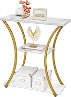 Vista 9 de Hoctieon 3 Tier Console Table with Open Wood Shelves, Decorative Entryway Table with Curved Metal Frames, Narrow Sofa Table for Entrance, Living