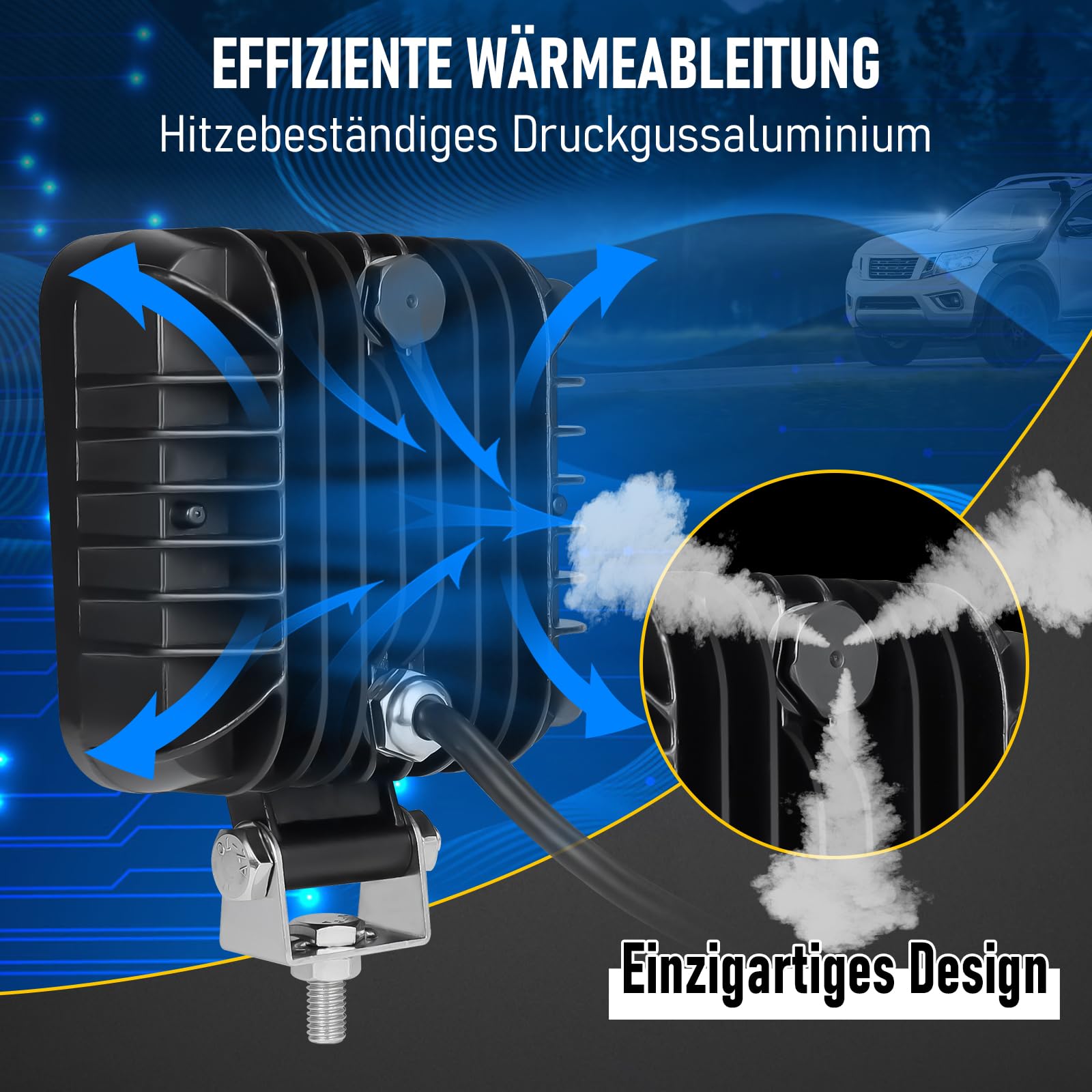 AnTom LED Arbeitsscheinwerfer 2 X 4 Zoll 132W LED Zusatzscheinwerfer 12V 24V Flutlicht Wasserdicht IP68 Kaltweiß Offroad Scheinwerfer für SUV, UTV,Bagger Traktoren ATV Offroad