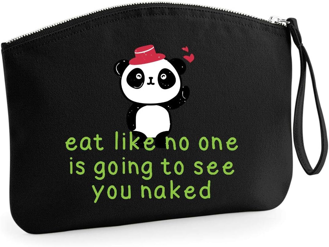 Panda 5 Eat Like No One Is Going To See You Naked Make Up Bag - Organic Cosmetic Wristlet Case