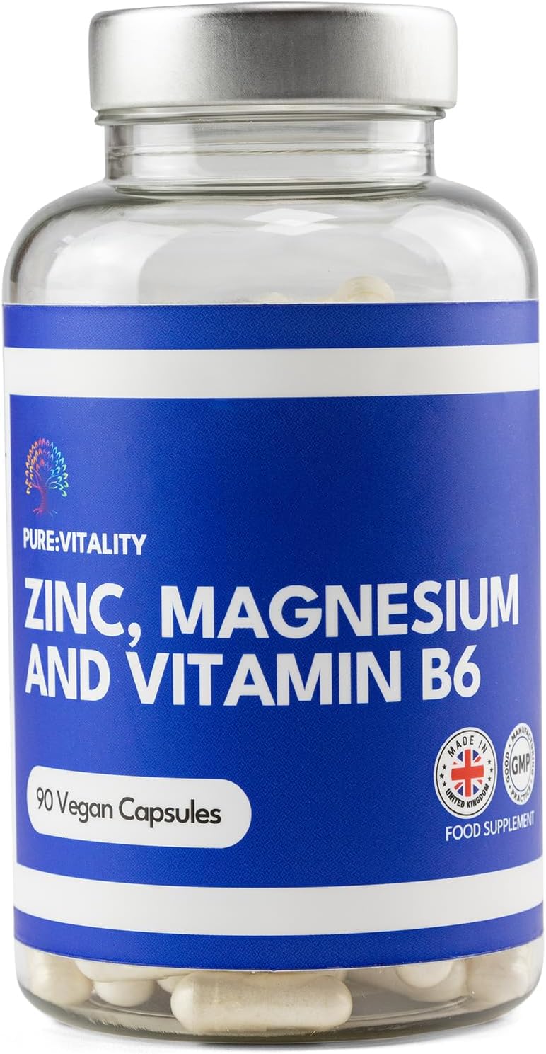 ZINC + Magnesium + Vitamin B6 Supplement for Men & Women – 90 Capsules – High Strength Muscle Sleep Aid & Muscle Recovery – (90 Day Supply) – UK GMP Certified Manufacturer