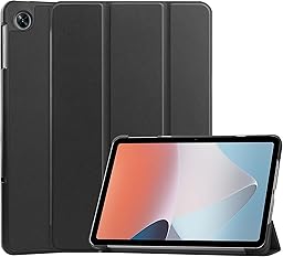 For OPPO Pad Air(10.36インチ)ケース タブレット 三つ折りスタンド 高級PU レザー 耐衝撃 傷つけ防止 For OPPO Pad Air (2022モデル) 10.36インチ カバー (ブラック)
