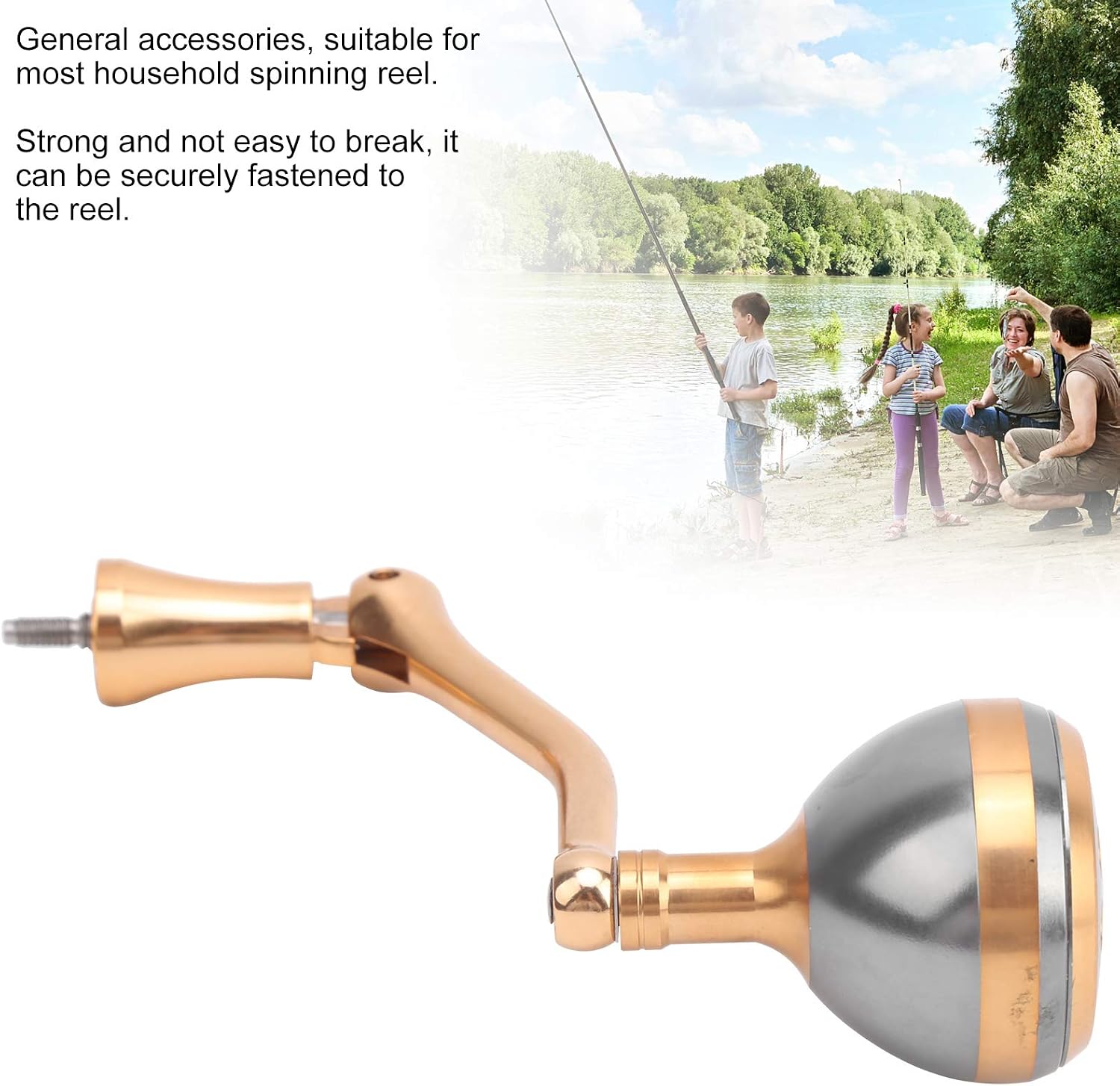 Dilwe Metal Reel Handle, Aluminum Alloy Screw-in Rocker Arm Reel Handle Suitable for Spinning Wheel(Large)