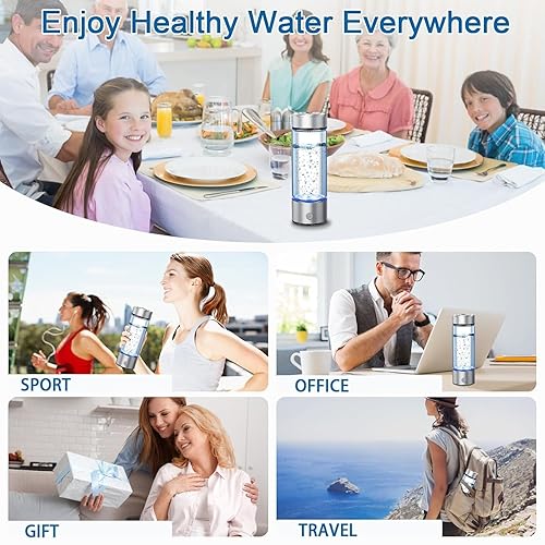 Miniatura 6 de Botella de agua de hidrógeno mejorada 2026, máquina ionizadora de agua de hidrógeno portátil - Tecnología PEM de PEM, botella de vidrio de agua
