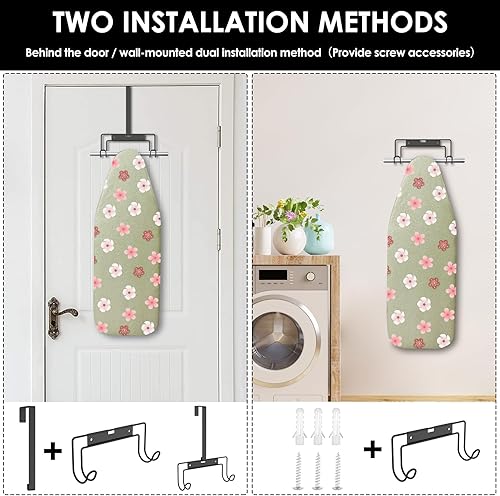 Miniatura 5 de Sobre el & Soporte de pared para tabla de planchar con gancho extraíble, soporte de metal para tabla de planchar organizador de pared para Y & T
