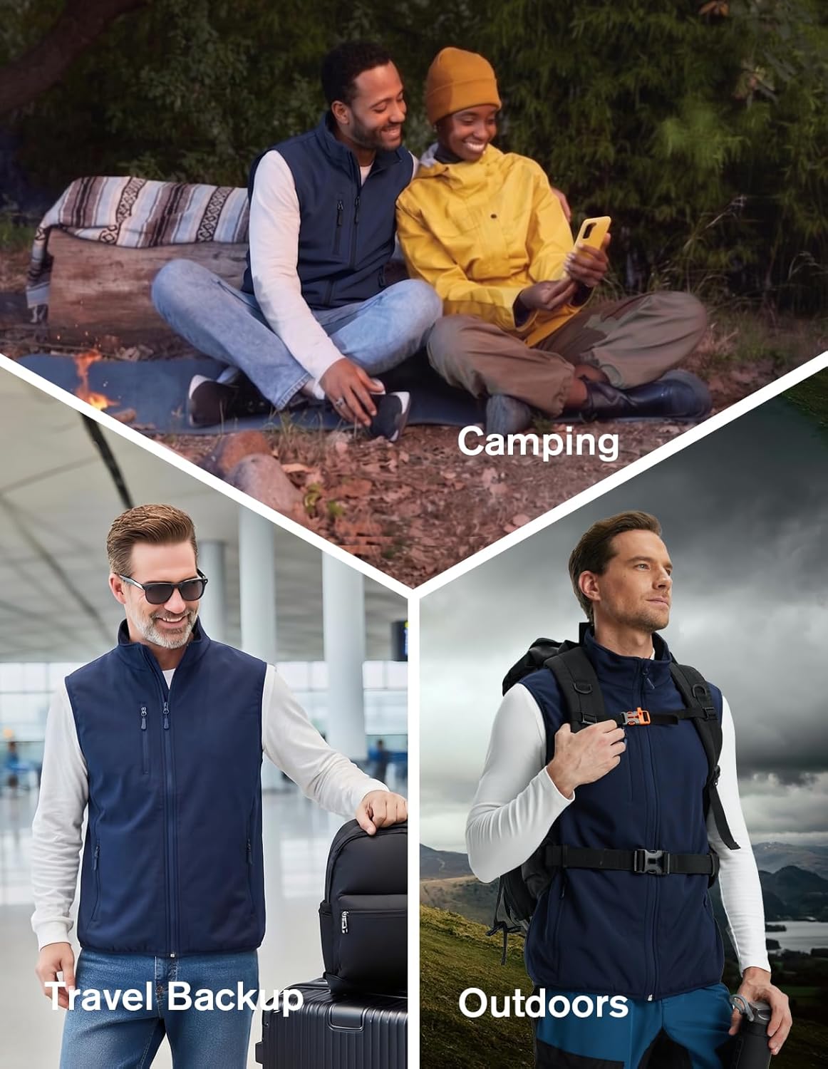 fit space Men's Lightweight Vest Softshell Sleeveless Windproof Jacket with Zipper Pcoket Cycling Travel Hiking Running Golf