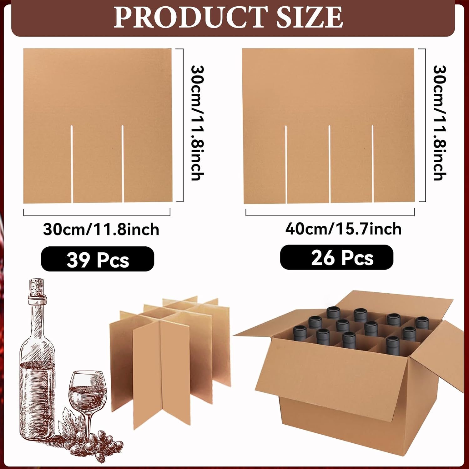 13 Sets Moving Box Glasses Divider Kits Cardboard dividers fit boxes about 16 x 12 x 12 inches for Kitchen Dish Packing Wine Glassware Cardboard Box Compartments Dividers (Box Not Included)