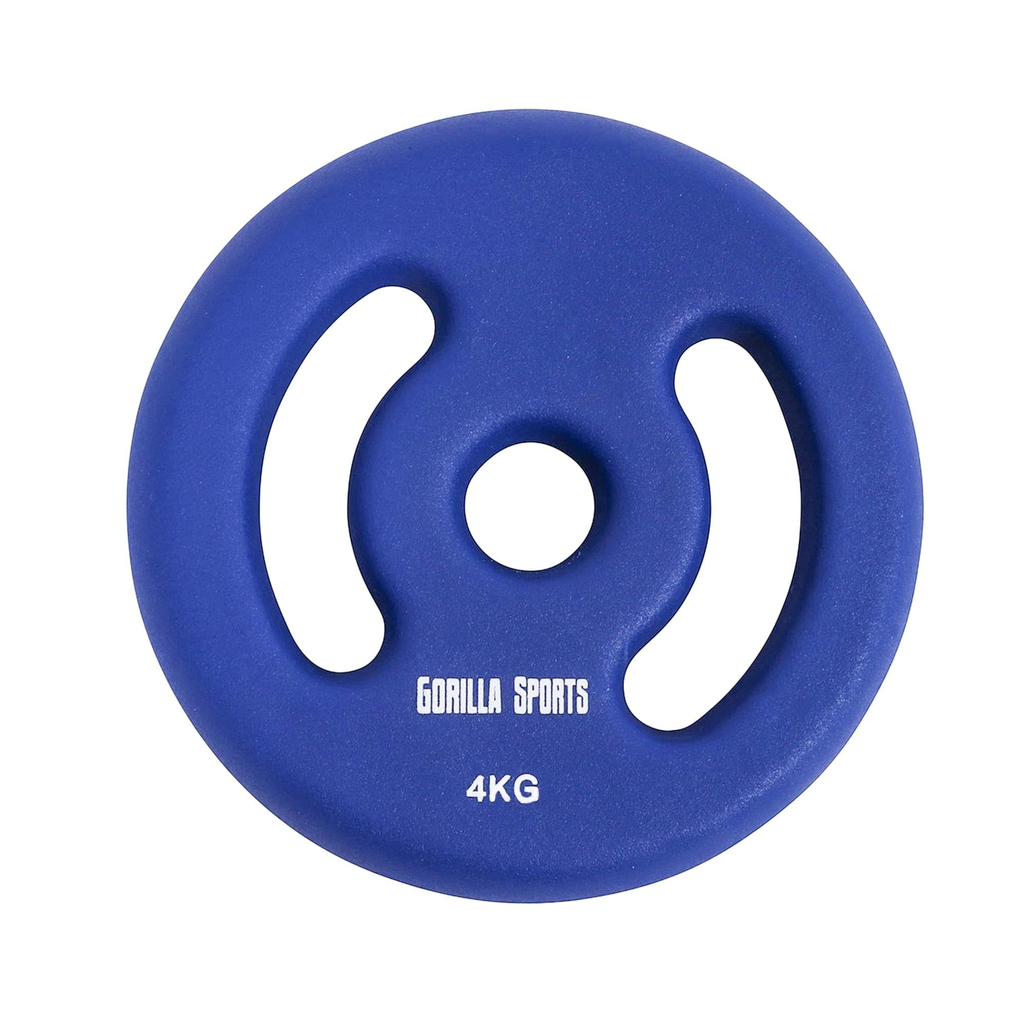 Gorilla Sports® Dischi Pesi - Set di 2, 2x1kg, 2x2kg, 2x3kg, 2x4kg, 2x5kg, Ø 30 mm, Ghisa, Rivestito in Neoprene - Pesi Palestra, Disco Peso, Piastre per Bilanciere e Manubri, Fitness