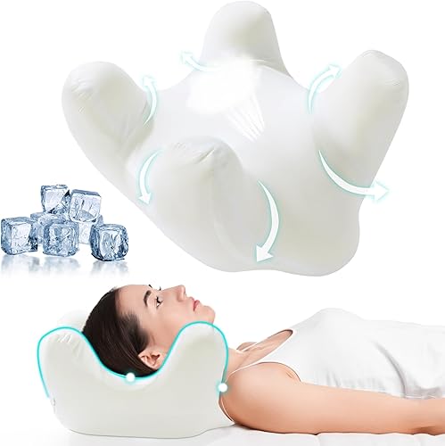 MABOZOO Almohada facial de tela refrescante, almohada ergonómica de belleza cervical para cuello, alivio del dolor de hombros, almohada de espuma