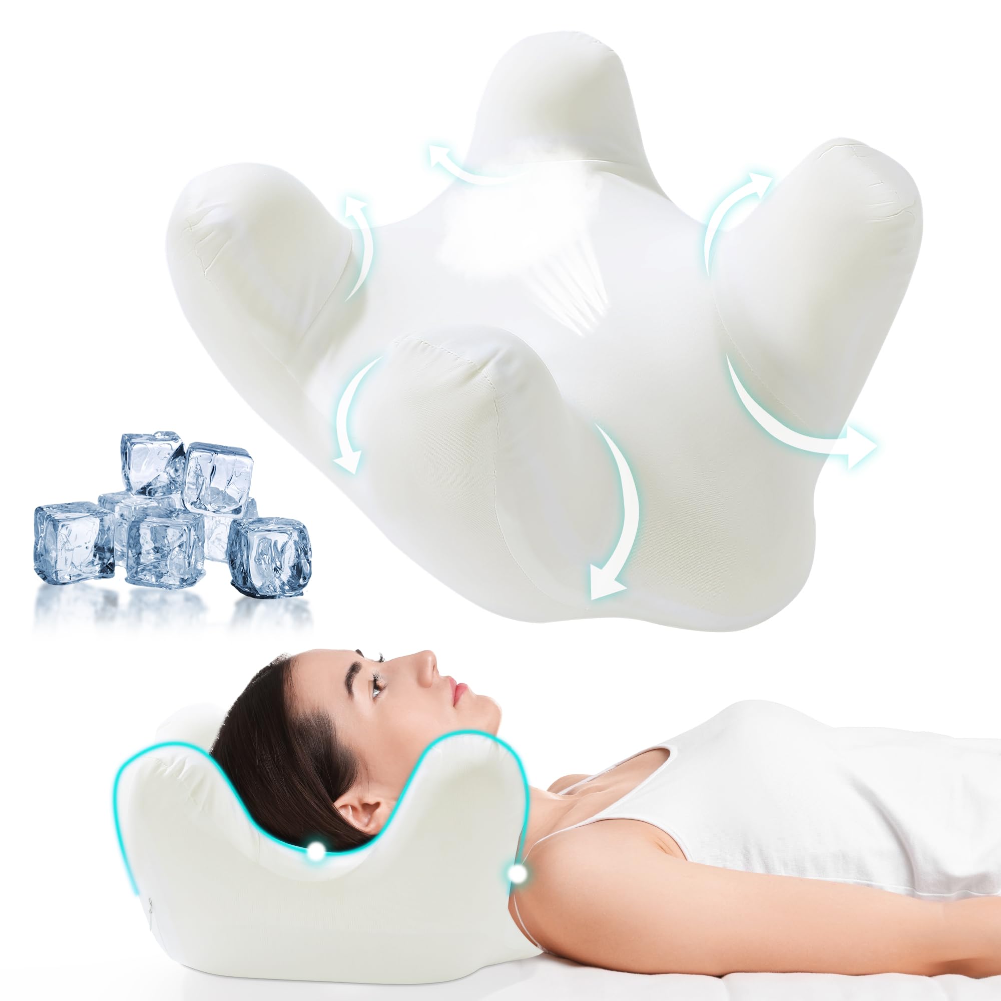 MABOZOO Cooling Fabric Face Pillow, Ergonomic Beauty Pillow for Neck, Shoulder Pain Relief, Memory Foam Face Down Pad Contour Cushion for Side, Back and Stomach Sleepers