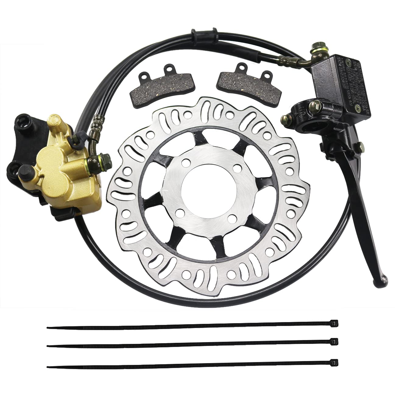 PRO BAT Front Disc Brake Master Cylinder Caliper + Disc Brake Plate Replacement + Brake Pad Assembly for 50cc 70cc 90cc SSR 110cc 125cc Atomik SSR Apollo Chinese Dirt Bike Pit Bike