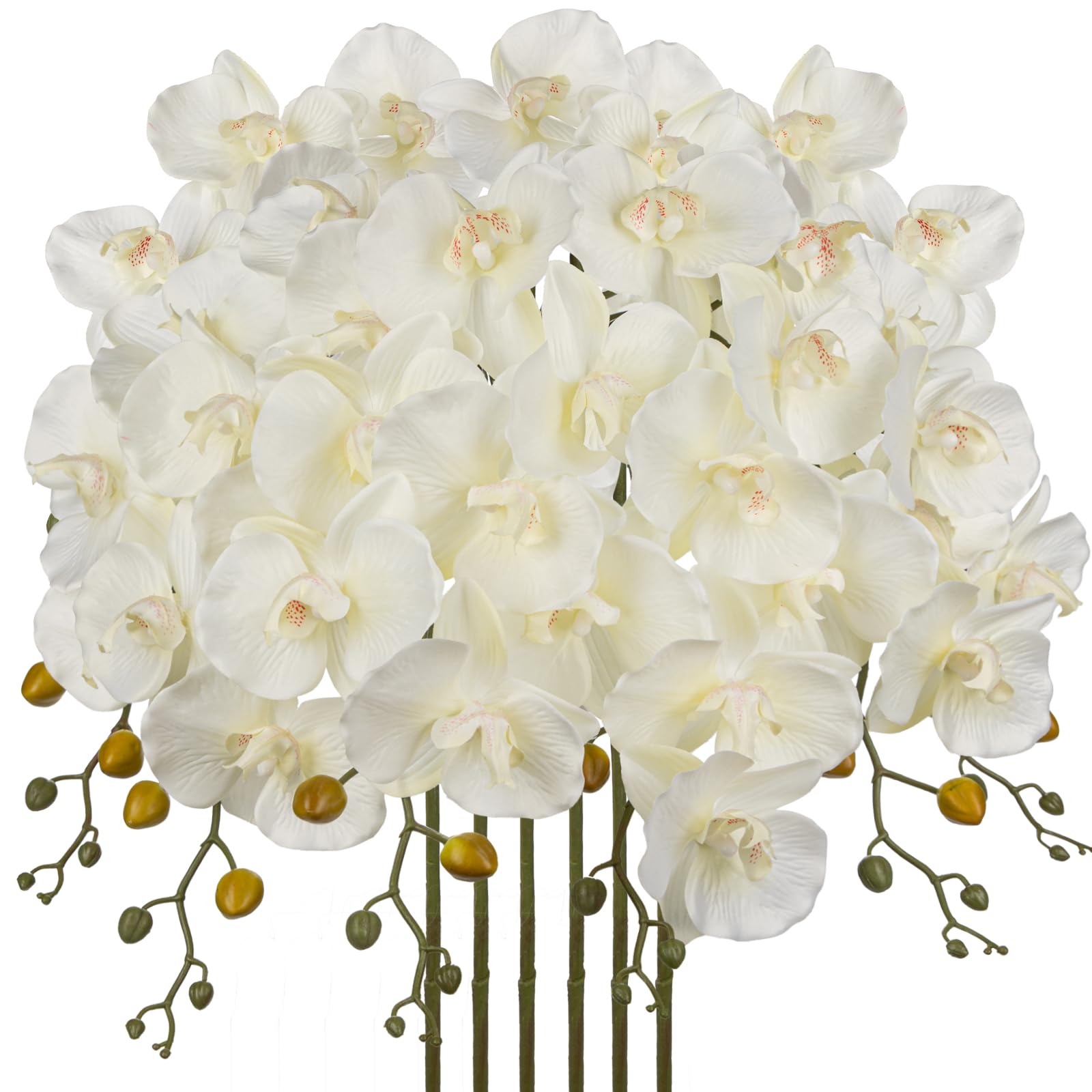 Oairse 6PCS Artificial Orchid Stems 81cm Tall White Silk Phalaenopsis Flowers with 5 Blooms Faux Orchids Flower for Home Office Wedding Floor Vase DIY Floral Arrangements Housewarming Gift