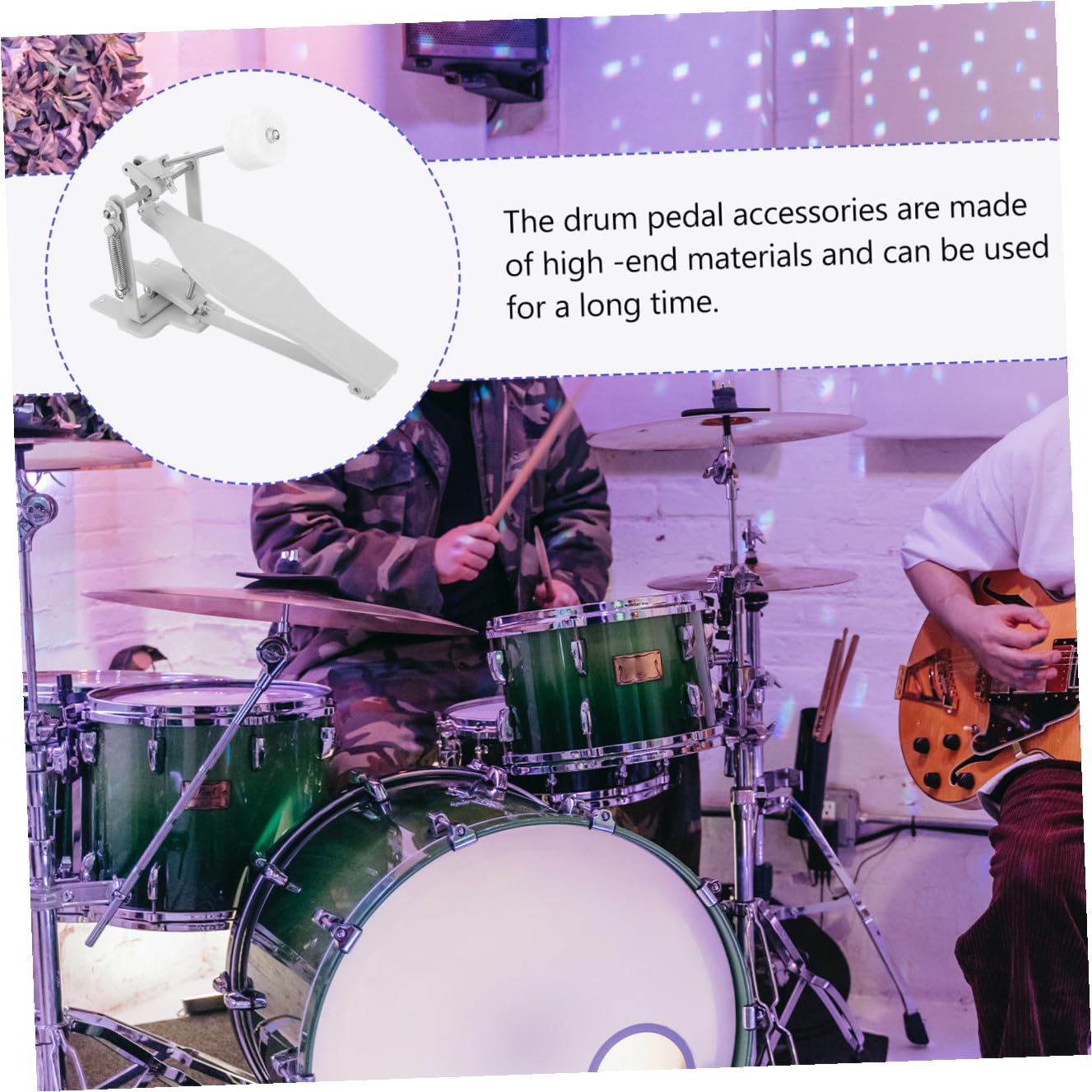 Pedale Singolo per Batteria Grancassa in Metallo Argento, Pedale per Batteria Elettronica e Acustica, per Pratica e Accessori per Batteristi