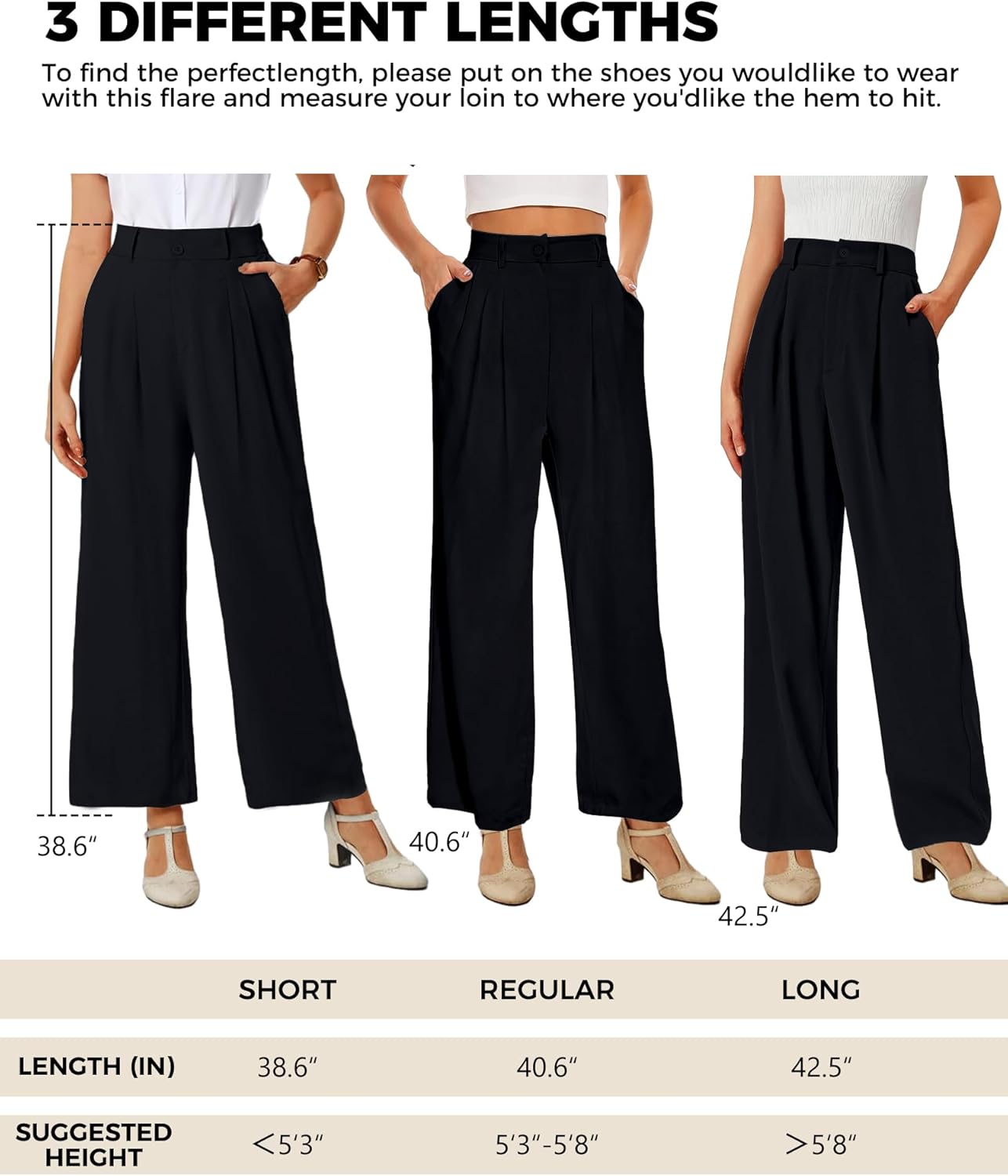 Buauty Straight Wide Leg Dress Pants for Women Black - Image 2