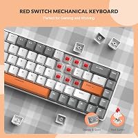 YINDIAO T8 60% Kompakt Gamer Billentyűzet, 68 Gombos Mechanikus Mini Keyboard, RGB Háttérvilágítás, Piros Switch, USB-C Kábel, PC/PS4 Kompat 5