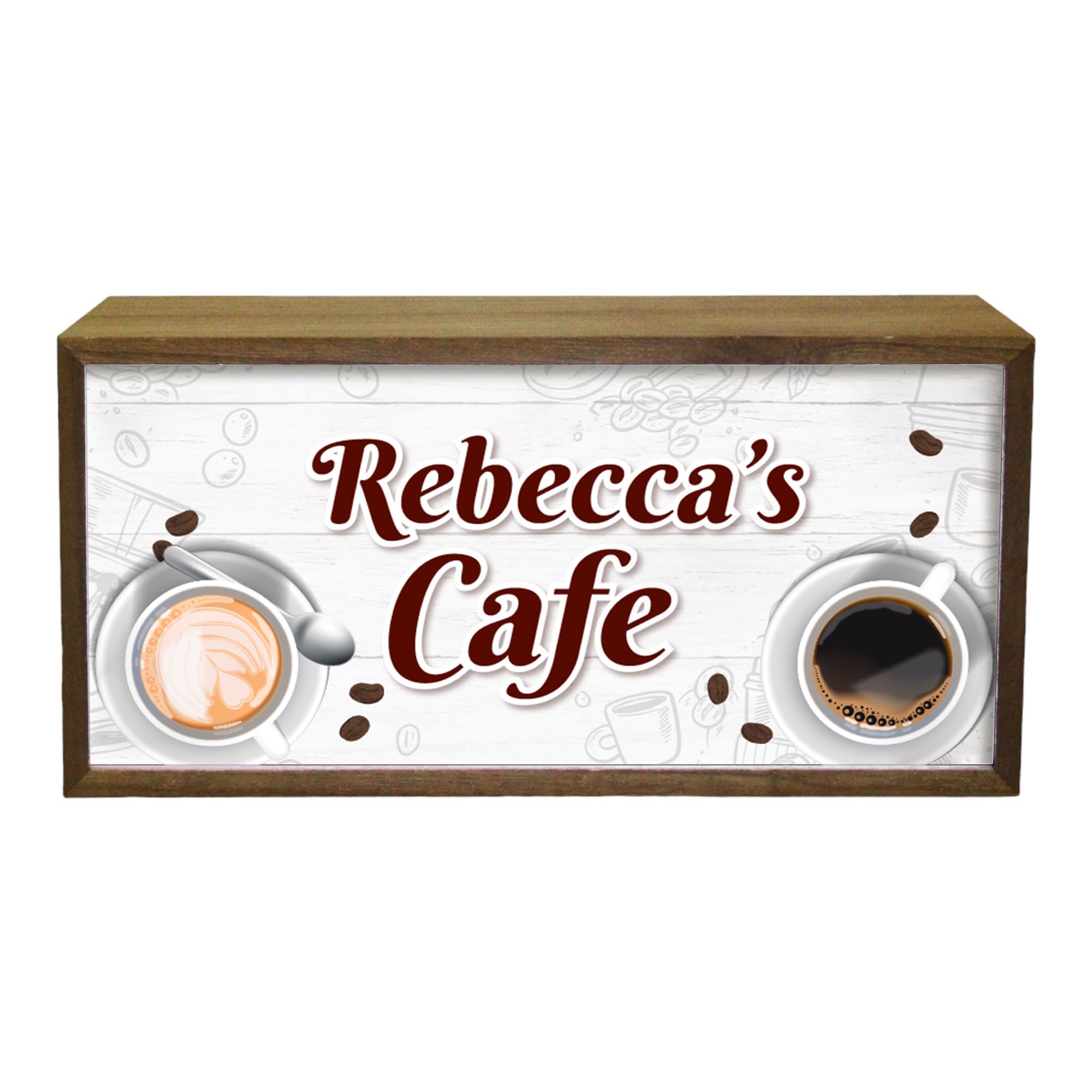 Personalised Light Box Café Sign | Custom Text Illuminated Light Up LED Store Signage |Bespoke Commercial Workplace Lighting | Coffee Shop Warm Display
