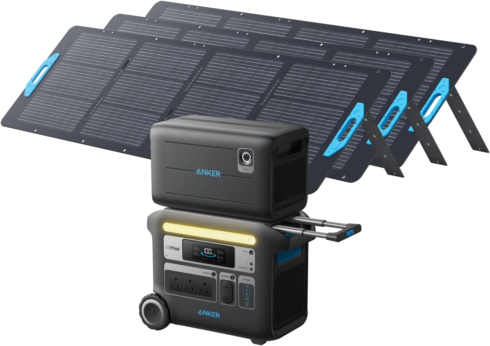 Anker SOLIX F2000 Portable Power Station, PowerHouse 767 and 760 Expansion Battery, with 3×200W Solar Panels, 4096Wh LiFePO4 Battery with 4 AC Outlets Up to 2400W for Home, Outdoor Camping, RV