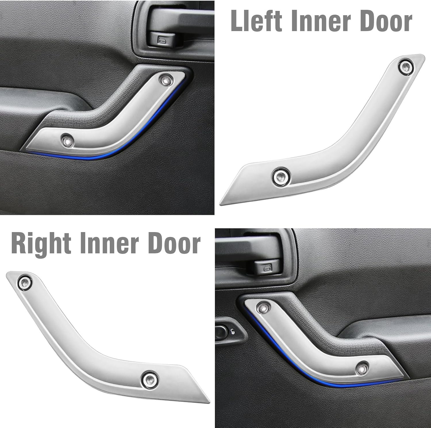 UOIENRT 2Pcs Interior Door Grab Handle Inserts Cover Trim Replacement for Jeep 2011-2018 Wrangler JK(Left+Right)