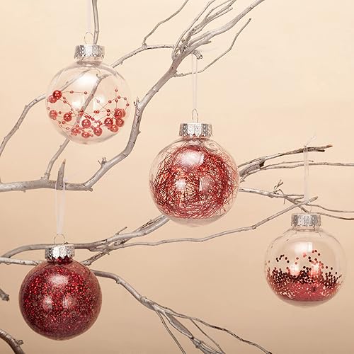 Miniatura 6 de AMS Adornos de bola de Navidad transparentes de 24 quilates, 2.36 pulgadas2.362 in, juego de bolas de Navidad colgantes inastillables para árbol de