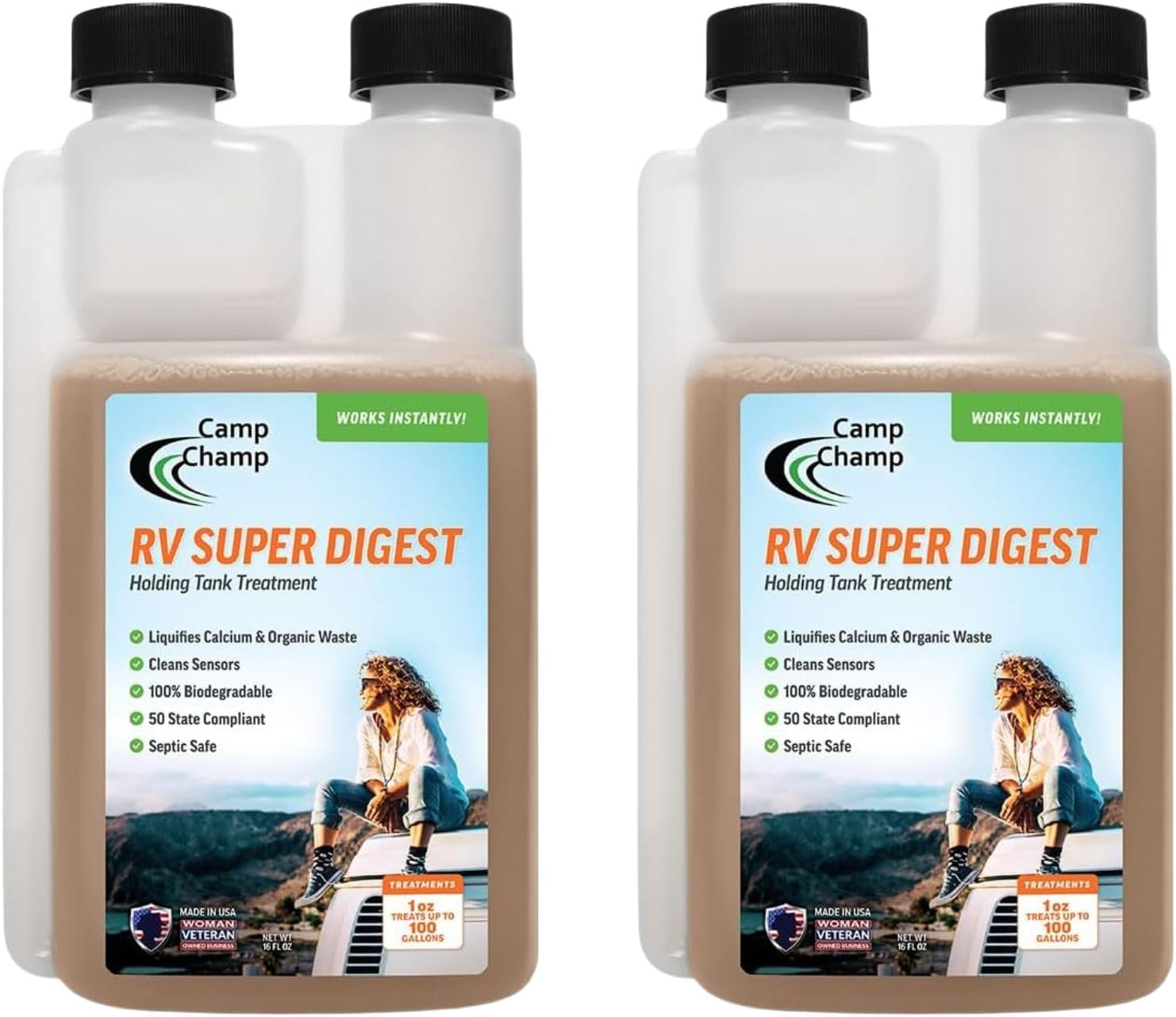 Camp-Champ RV Holding Tank Treatment 32 oz Dual Action Formula for Gray and Black Water Tanks | RV Tank Deodorizer and Maintenance Solution - 2 Pack | 02062018-2