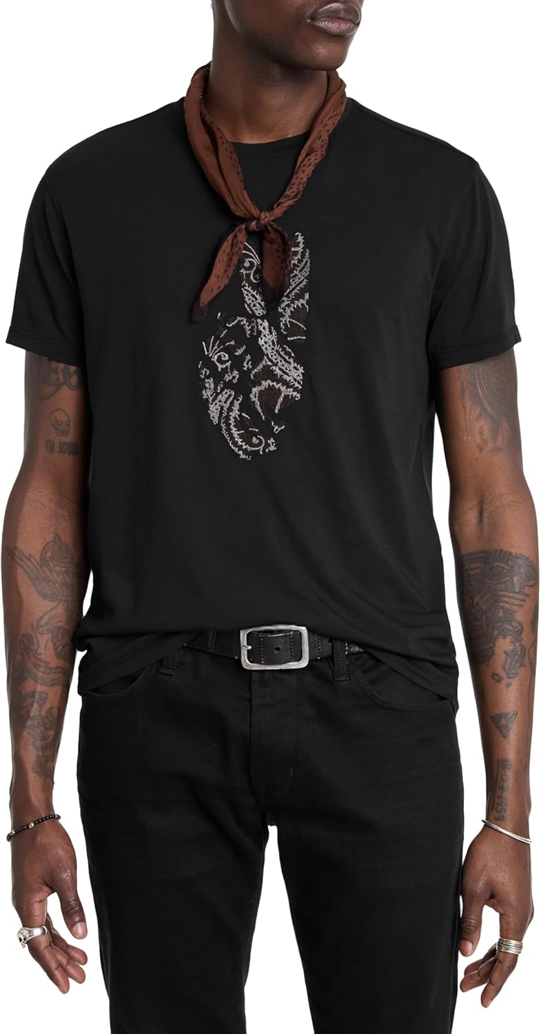 John Varvatos Men's Peace Embroidery Tee