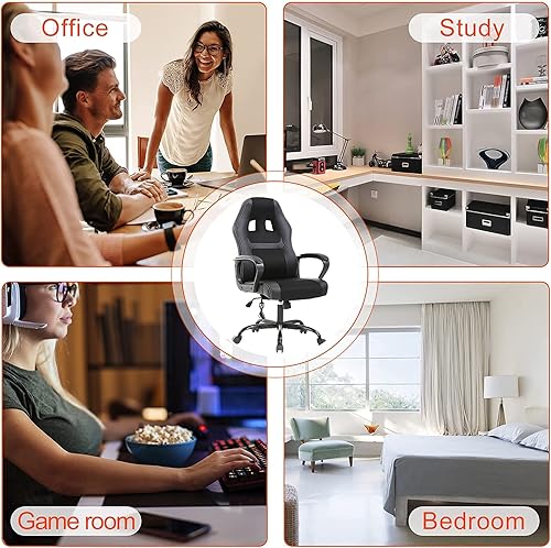 Miniatura 8 de Silla de juegos de PC, silla de oficina ergonómica, silla de juegos con ruedas, silla giratoria para computadora con soporte lumbar, silla ejecutiva