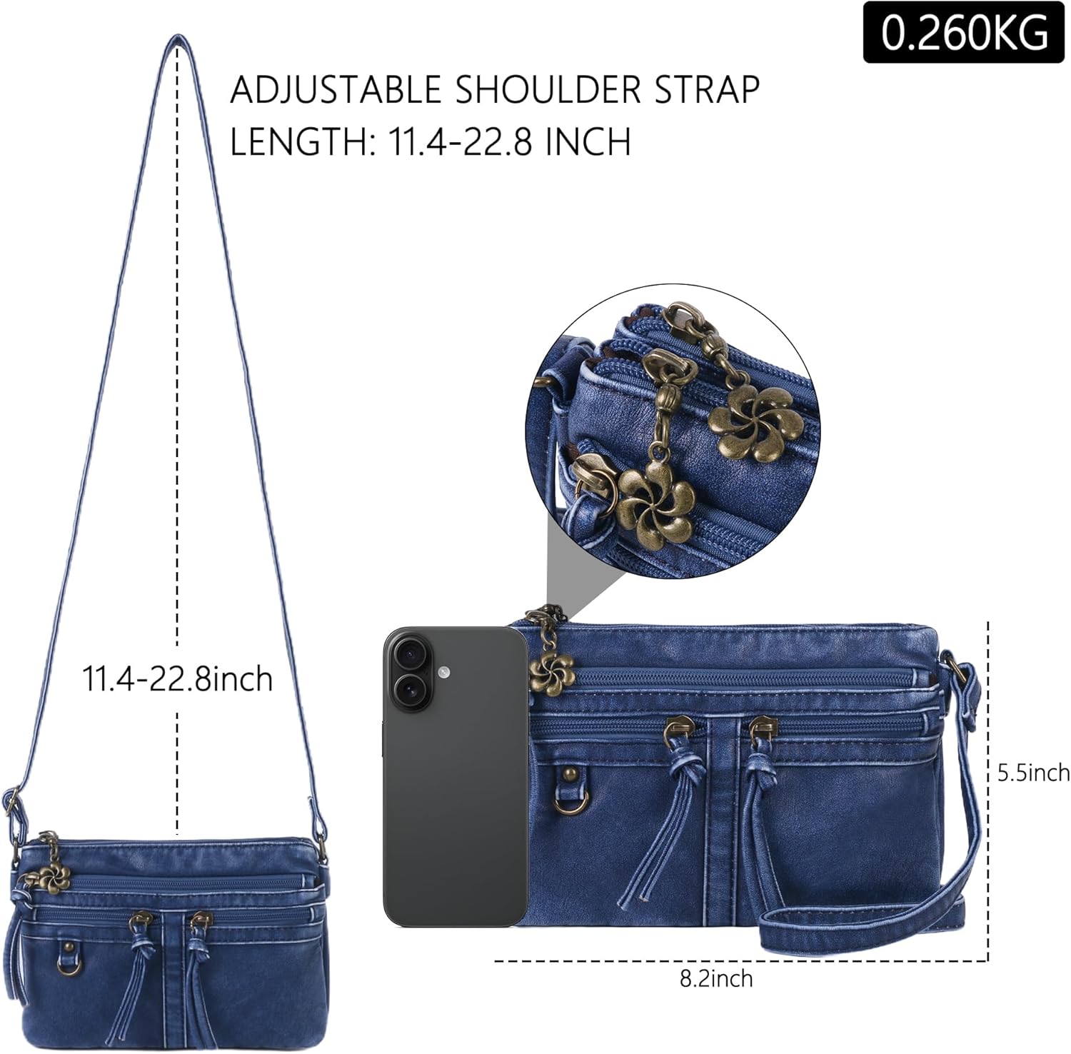 Angel Kiss Small Crossbody Bag for Women Leather Crossbody Purse Triple Compartments Cell Phone Purse Shoulder Bags for Women - Image 4