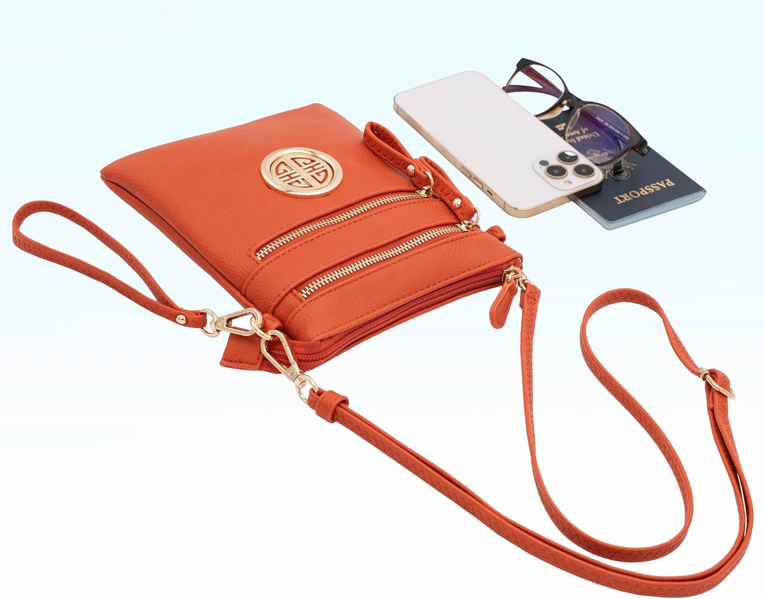 Solene Small Multi Zipper Pockets Crossbody Bag with Detachable Wristlet - Image 5