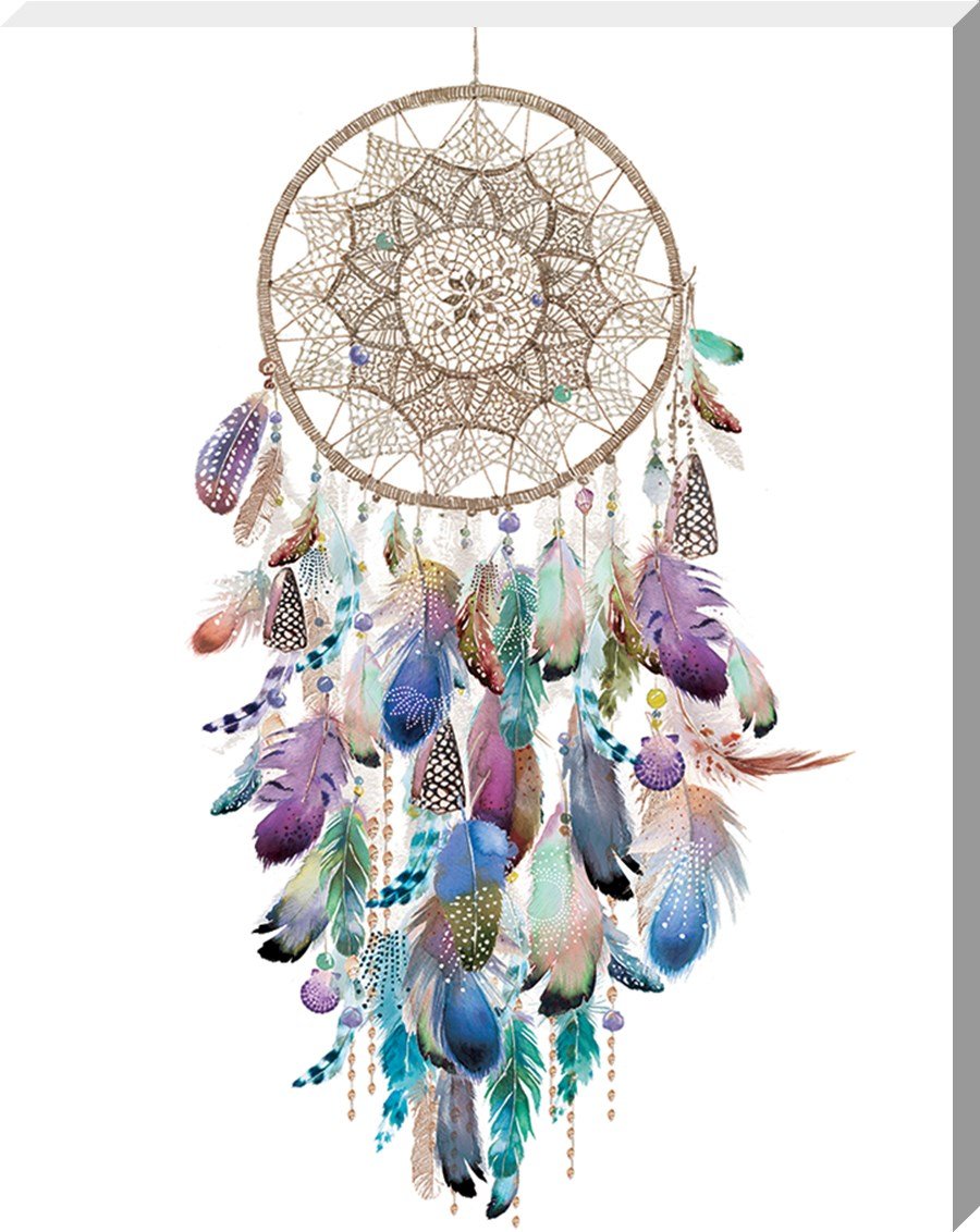 Summer Thornton Dreamcatcher Colourful Canvas Print, Multi-Colour, 40 x 50 cm