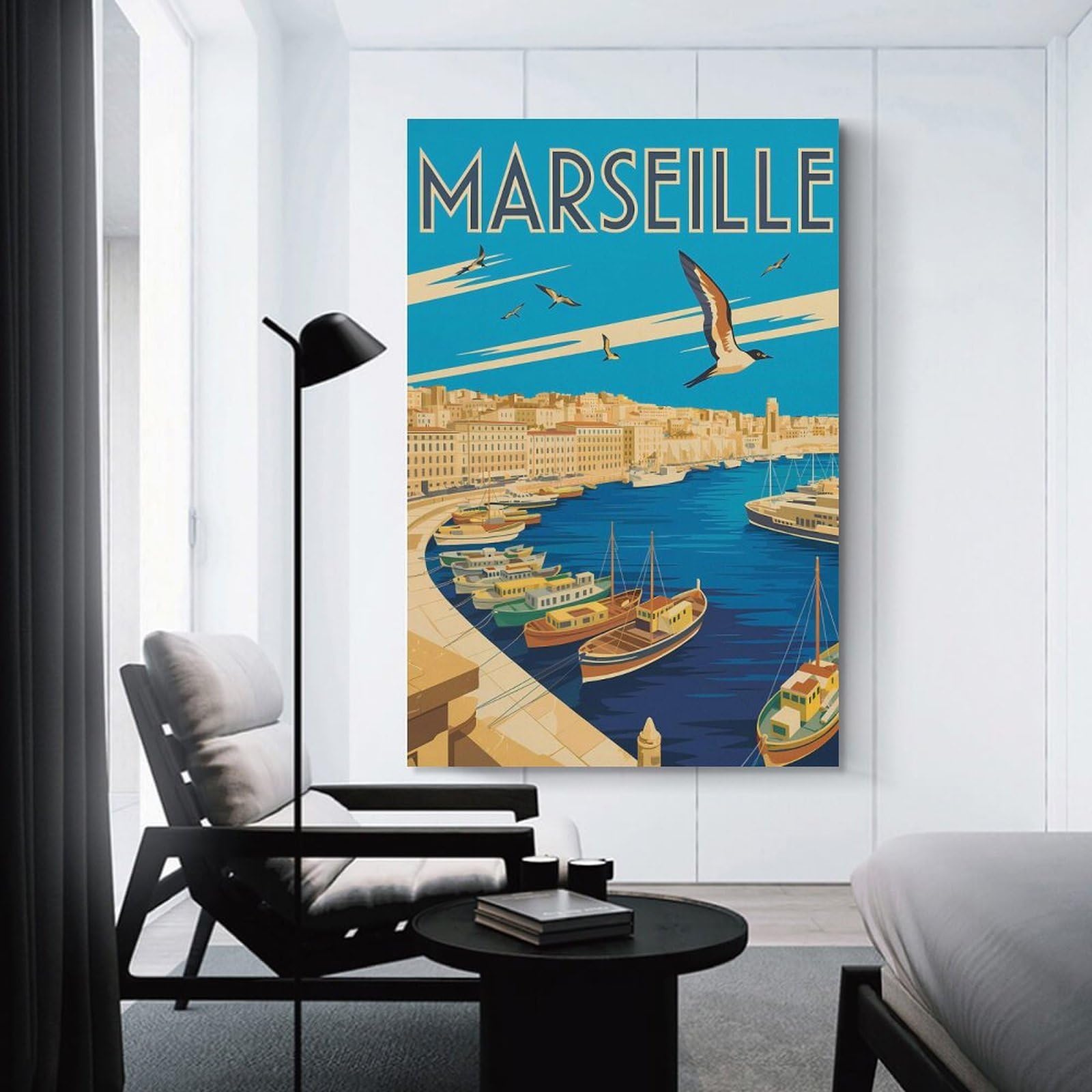 Junmoney Room Decor Wall Art Marseille Travel (5), 20x30inch(50x75cm), for Gallery Wall Layouts in Home Or Office, Home Wall Art for Statement Displays
