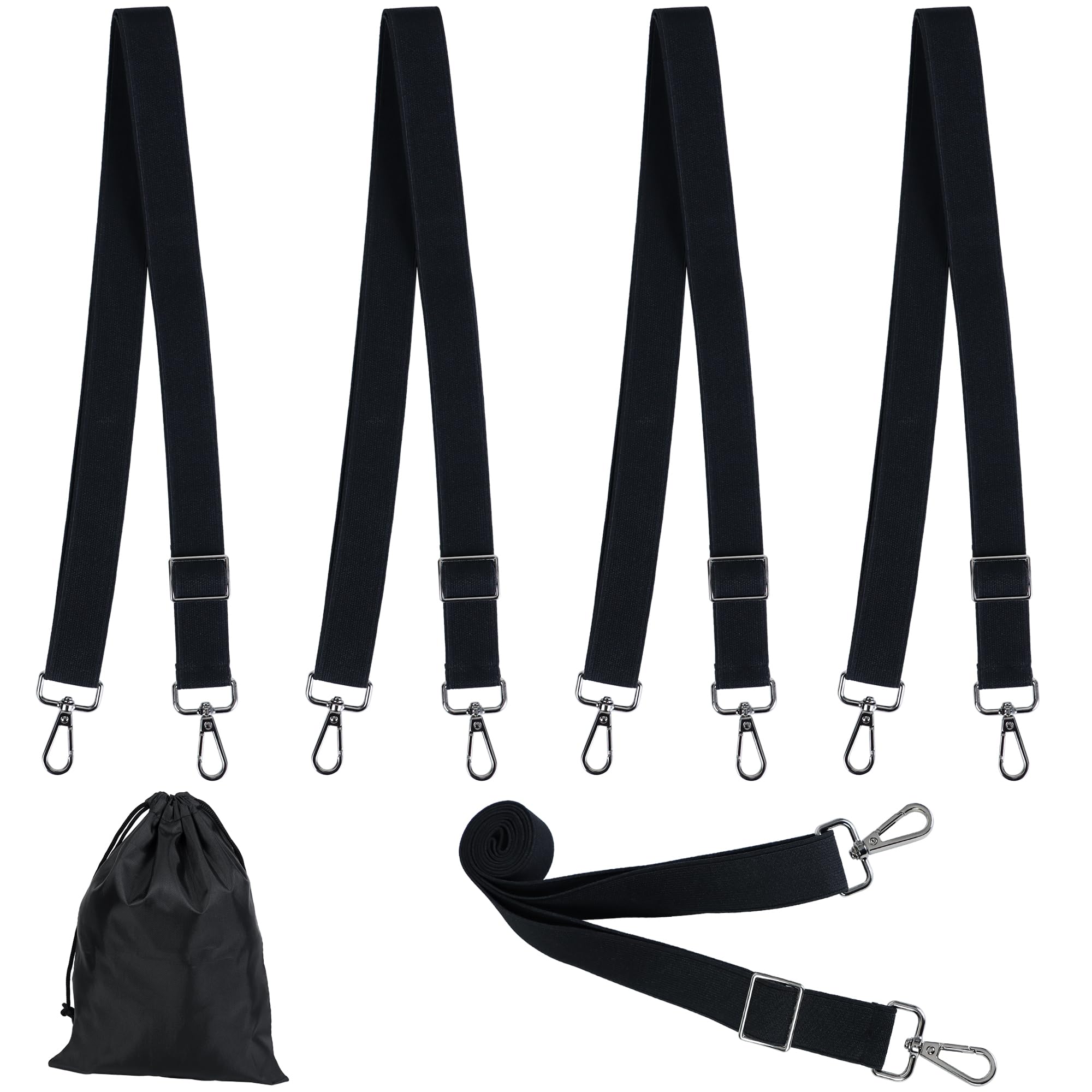 TugaiziHorse Blanket Leg Straps Adjustable Elastic Leg Straps for Horse Blanket with Metal Double Swivel Snaps Stretchy Horse Leg Belly Replacement Straps for Winter, Black, 4 Pieces