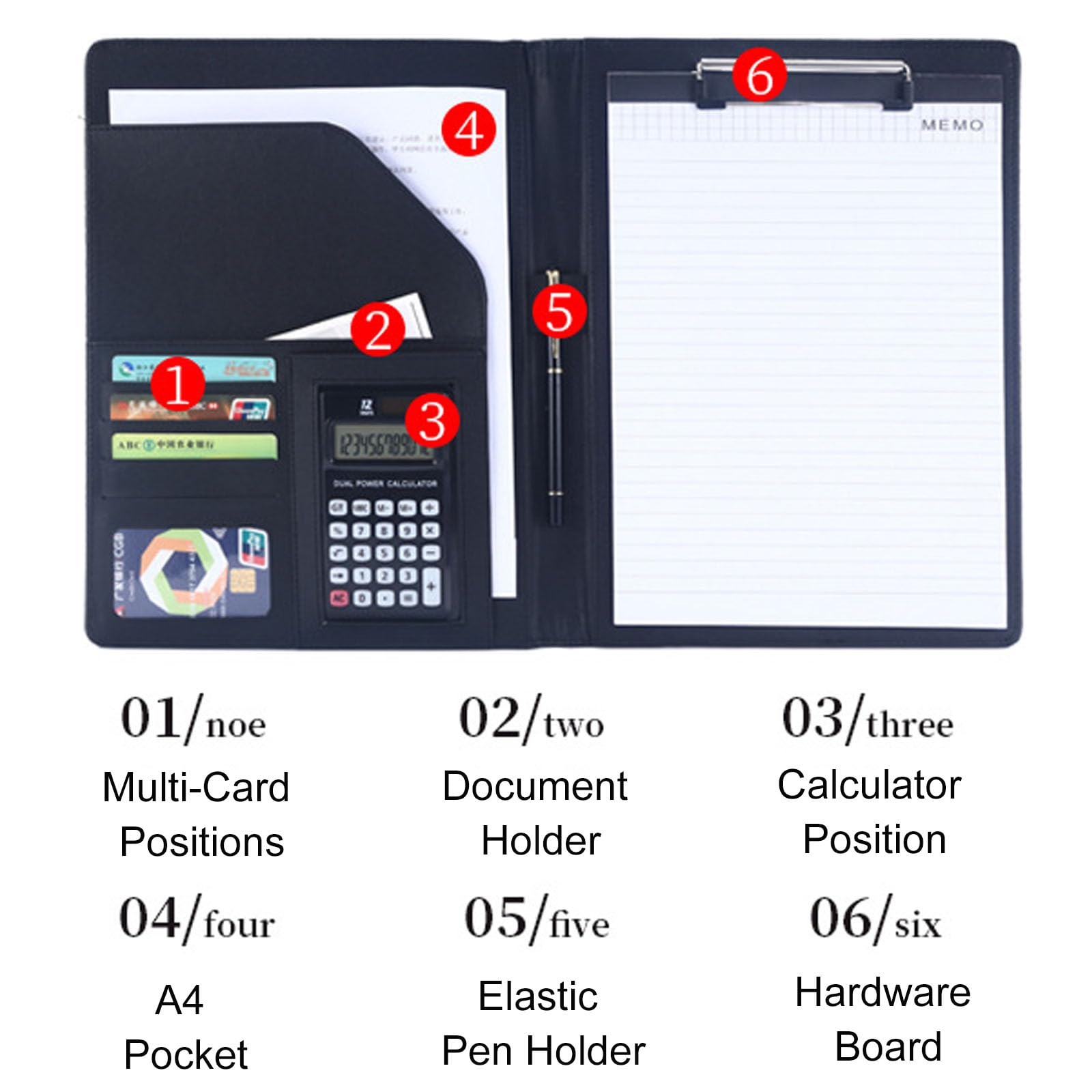 A4 Clipboard Folder Portfolio Folder Leather Conference Folder Document Folder Business Document Padfolio Office Work Portfolio Organiser Business Clipboard Folder for Business Organizer Interview - Image 2