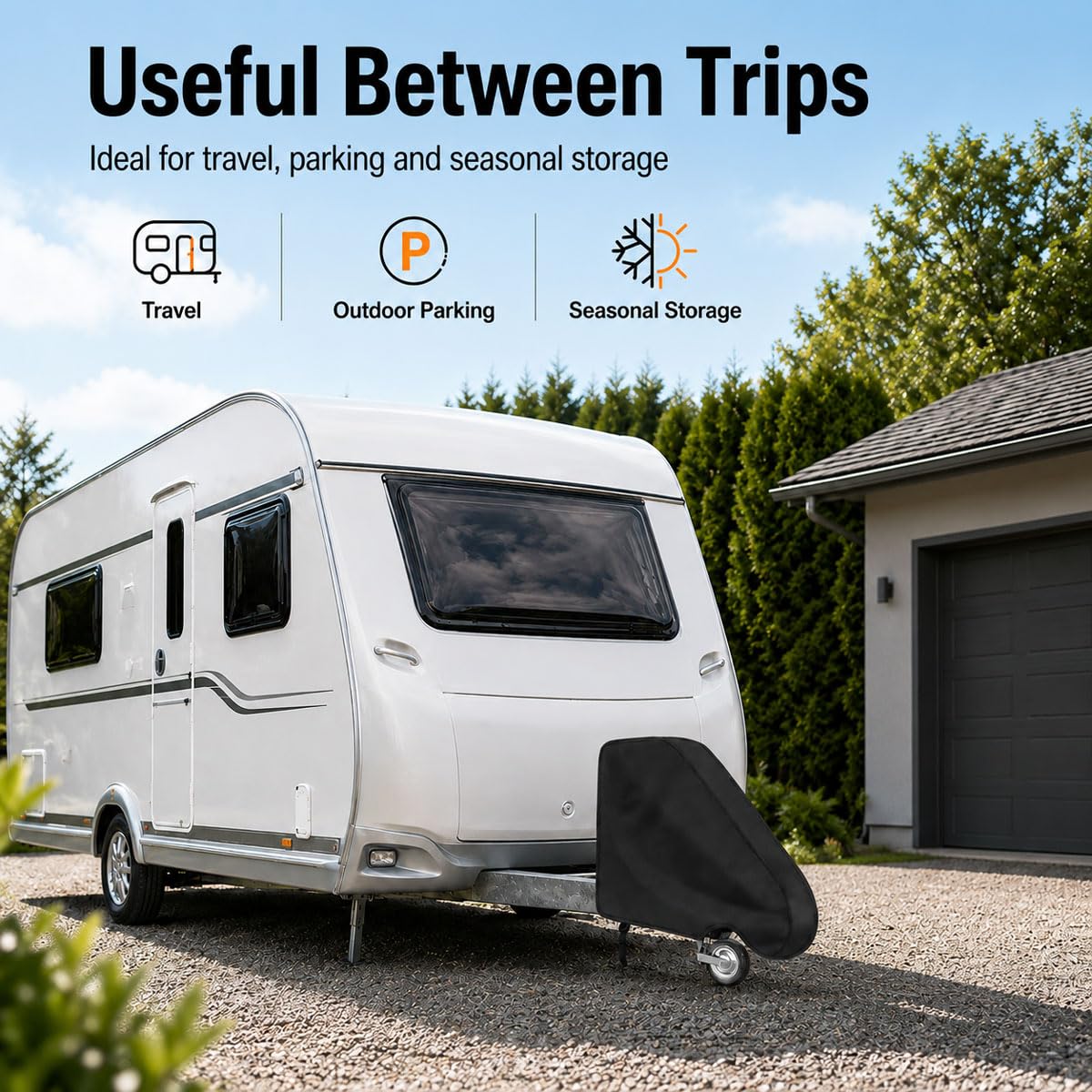 Deichselabdeckung Wohnwagen für Airstream Flying Cloud 1950-1959, Durchdringungsdichte Oxford 600D Deichselhaube UV‑Schutz Anhängerkupplungsschutz