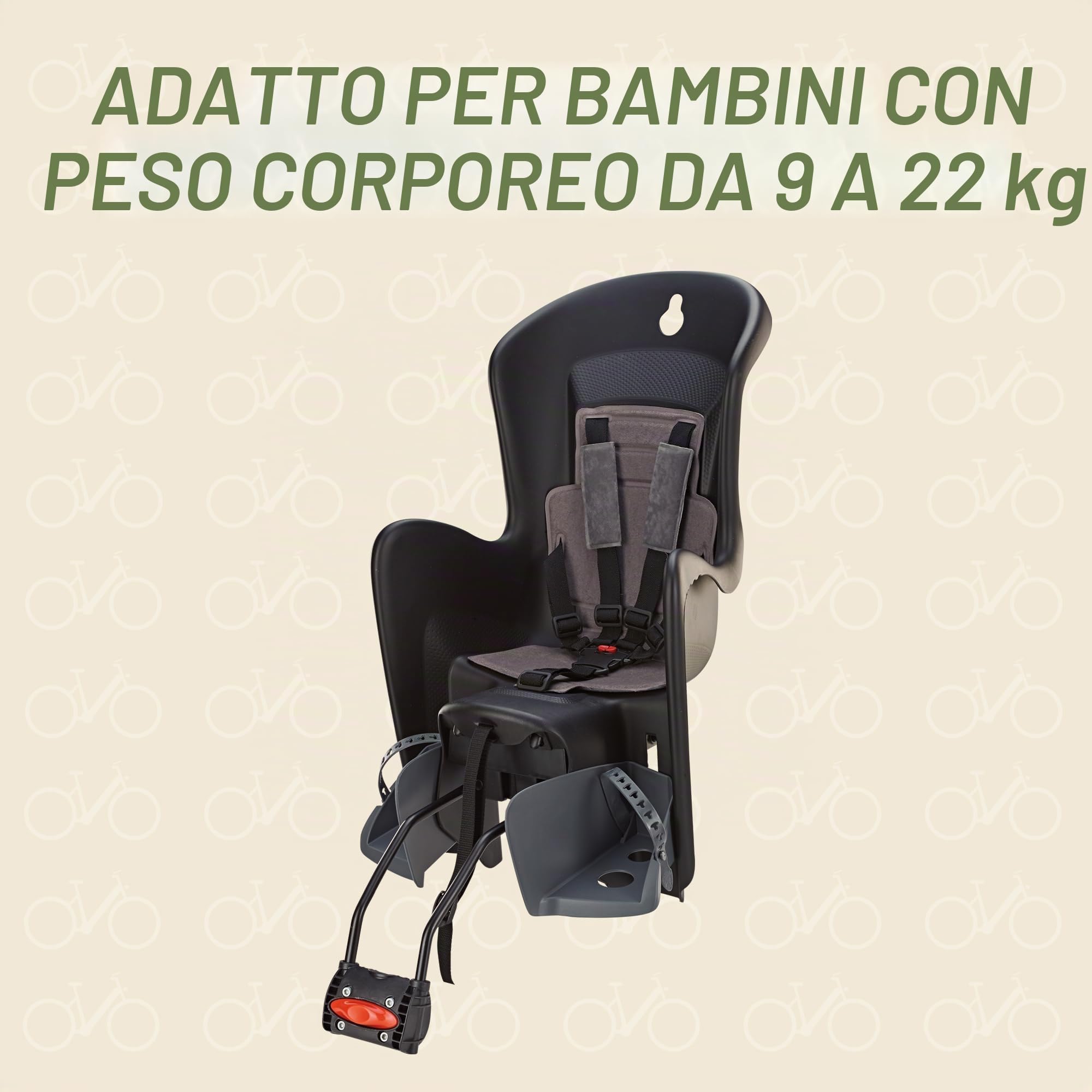 Polisport Seggiolino da bicicletta per bambini Bilby RS Nero